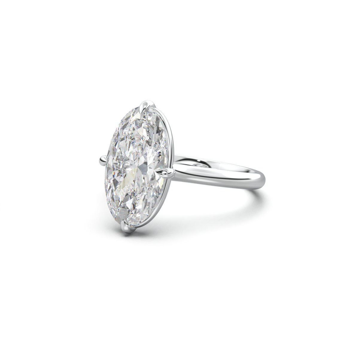 Elongated Moval Solitaire Engagement Ring
