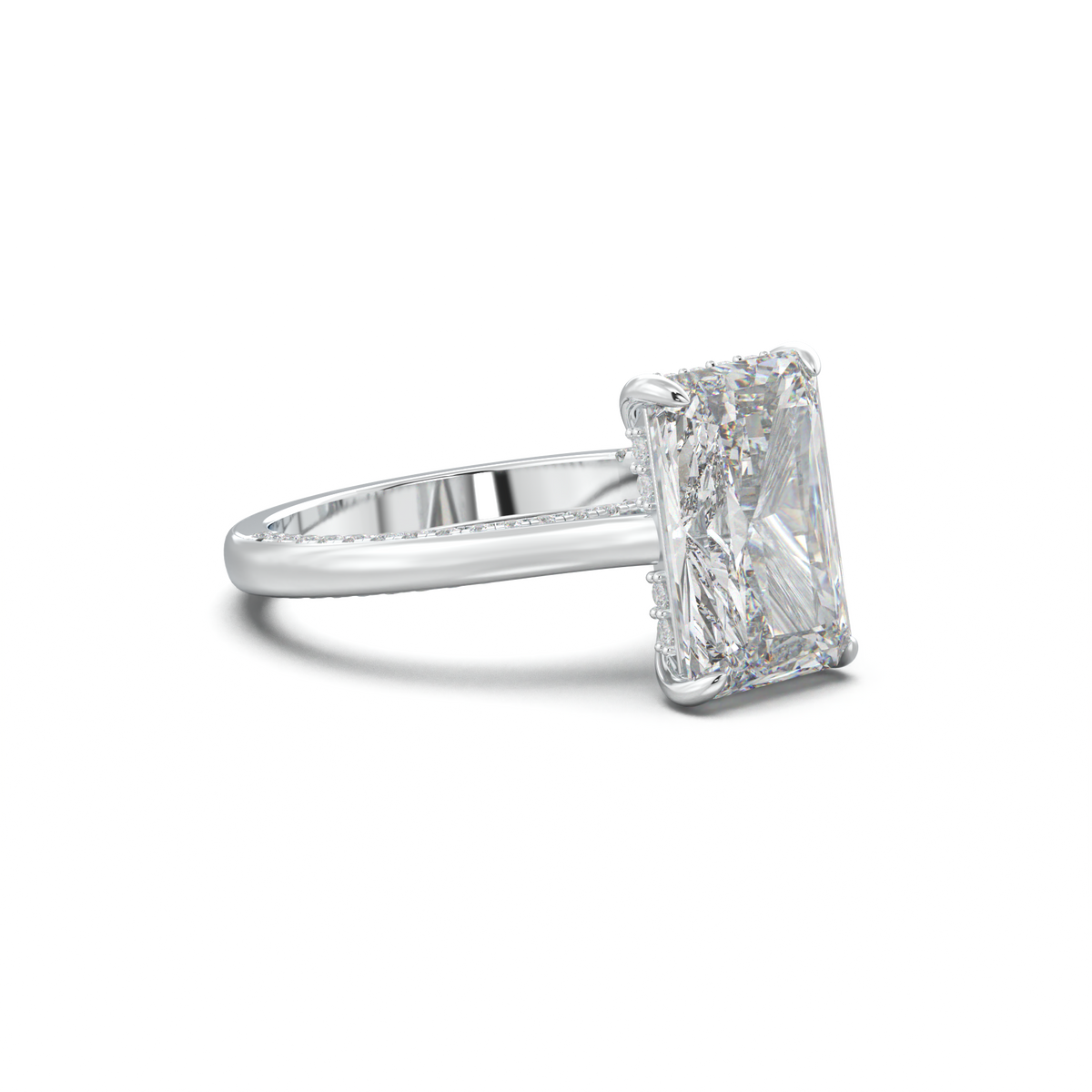 Radiant Pavé Hidden Halo Engagement Ring
