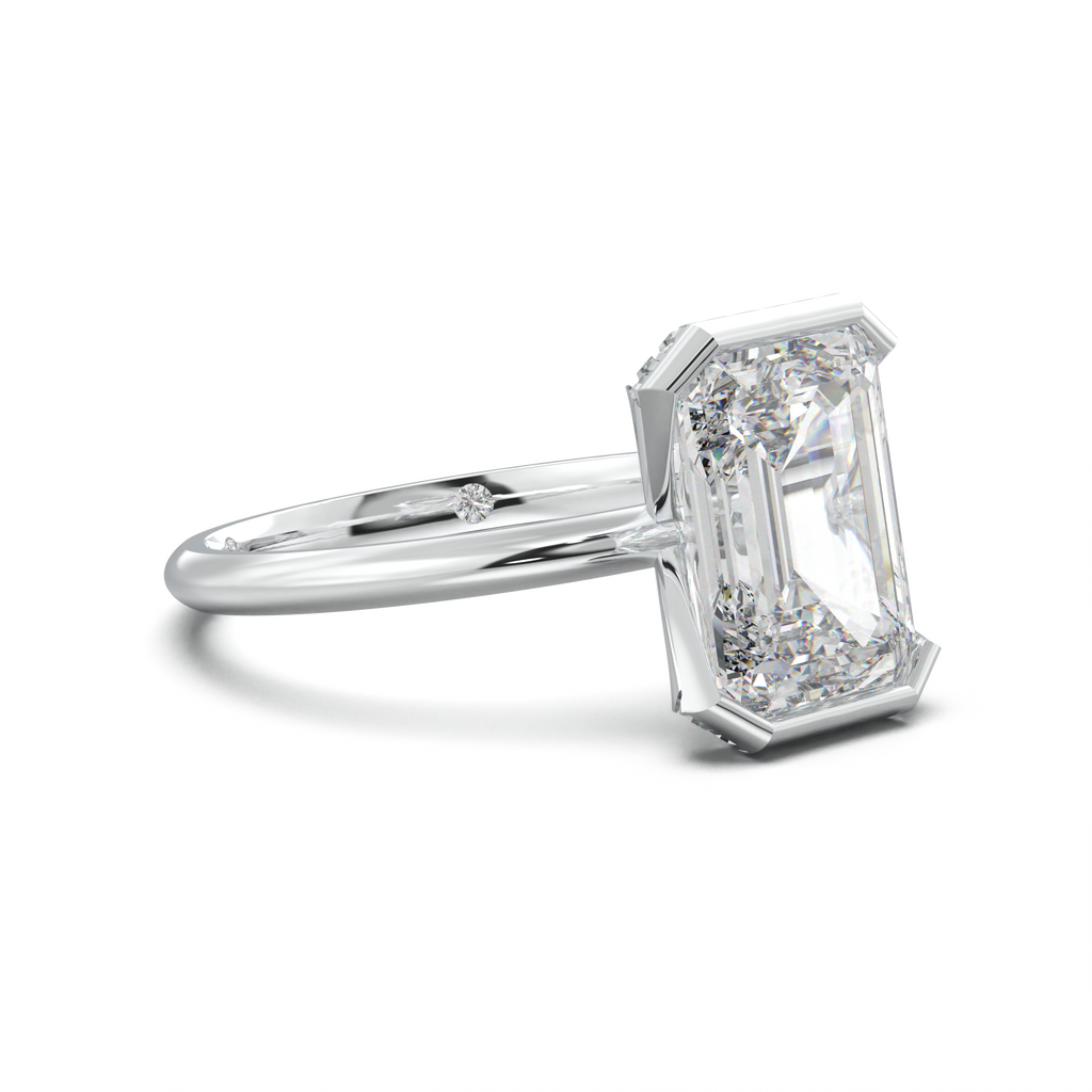 Emerald Hidden Halo Engagement Ring