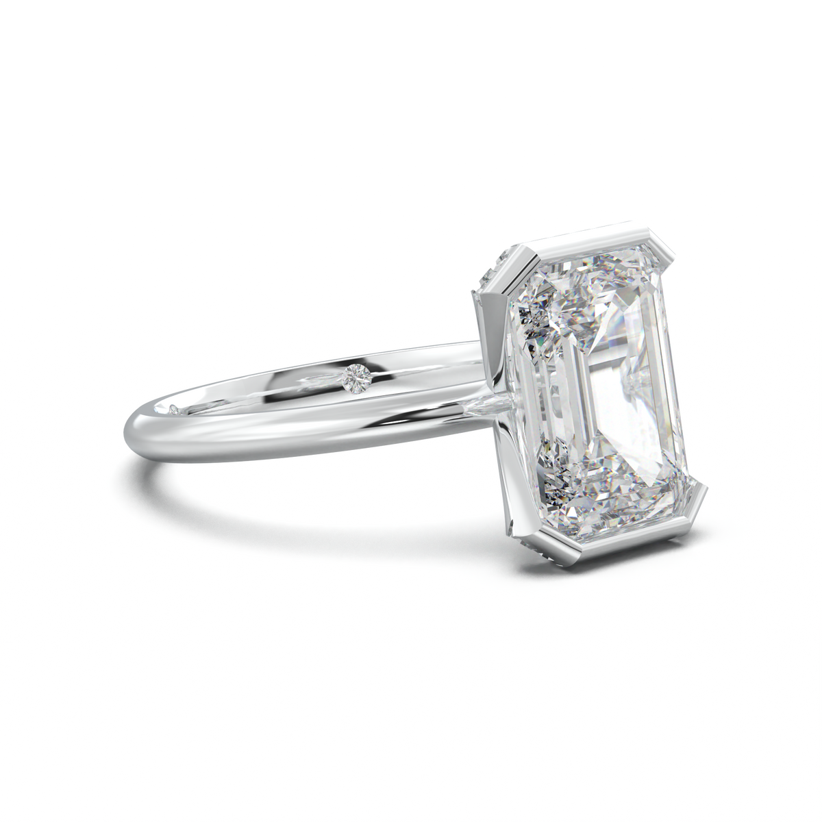 Emerald Hidden Halo Engagement Ring