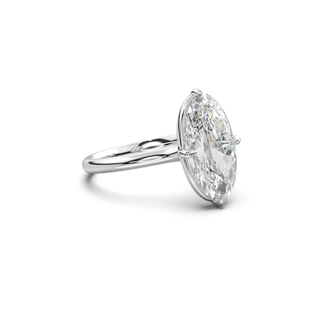 Elongated Moval Solitaire Engagement Ring