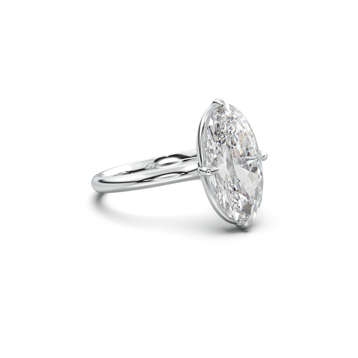 Elongated Moval Solitaire Engagement Ring