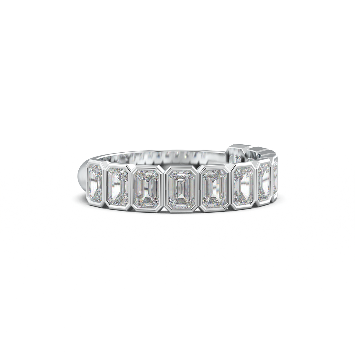 Emerald Bezel Half-Eternity Wedding Band