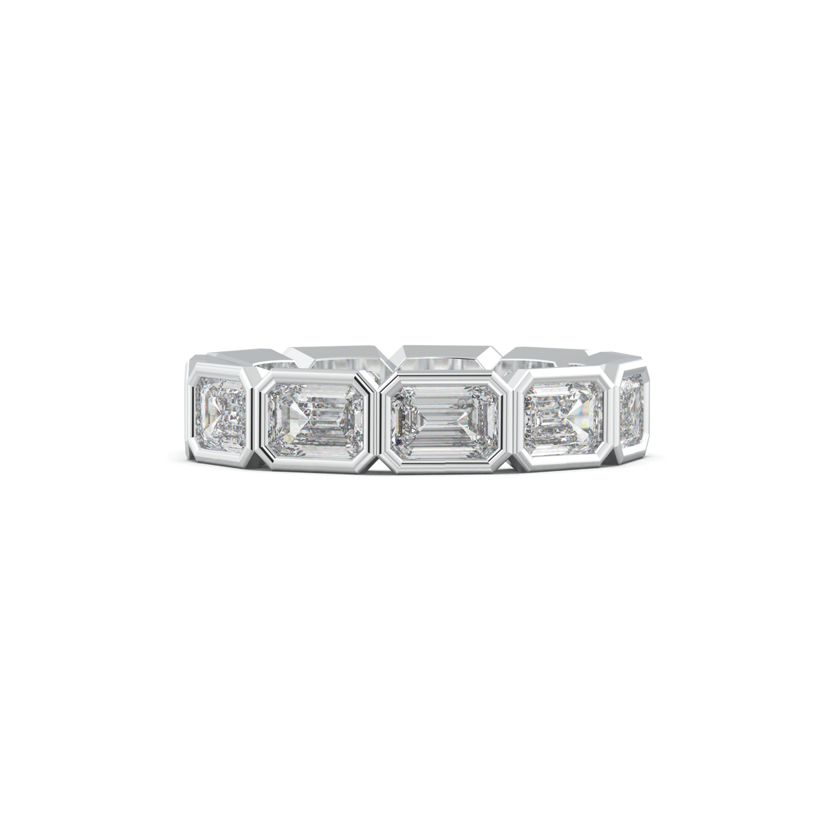 Emerald-Cut Bezel-Style Eternity Wedding Band