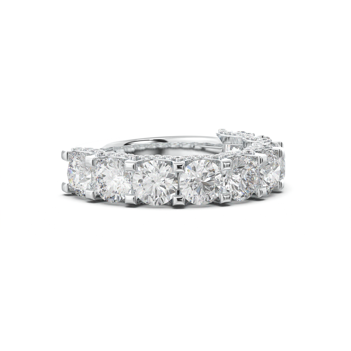 Round Diamond Pavé-Edge Wedding Band