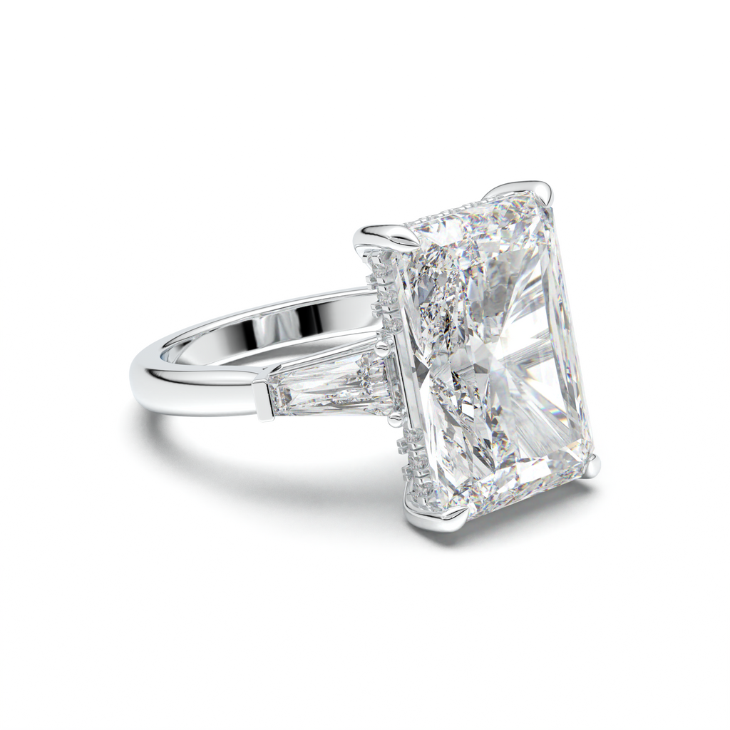 Radiant Baguette Hidden Halo Engagement Ring