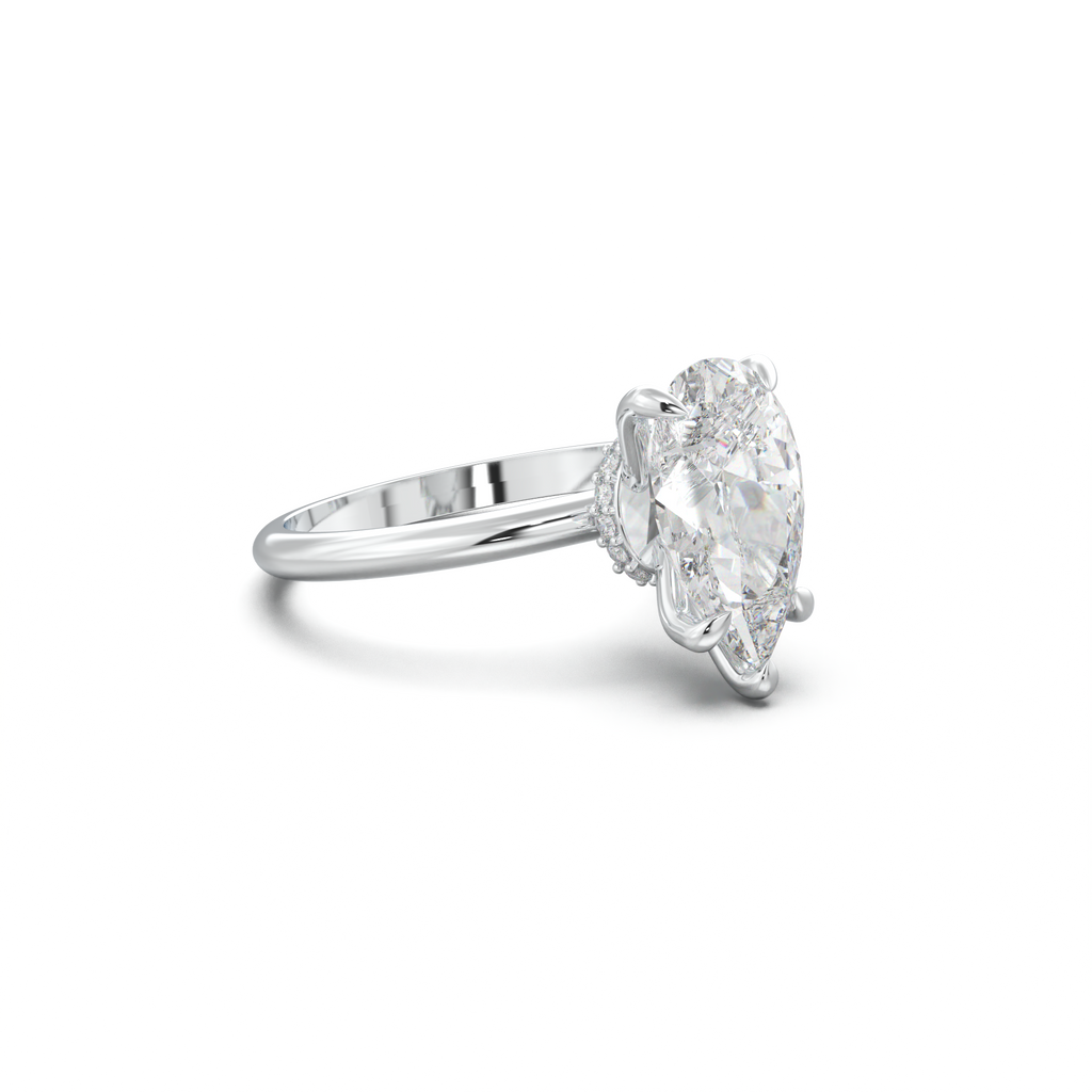 Pear Hidden Halo Engagement Ring