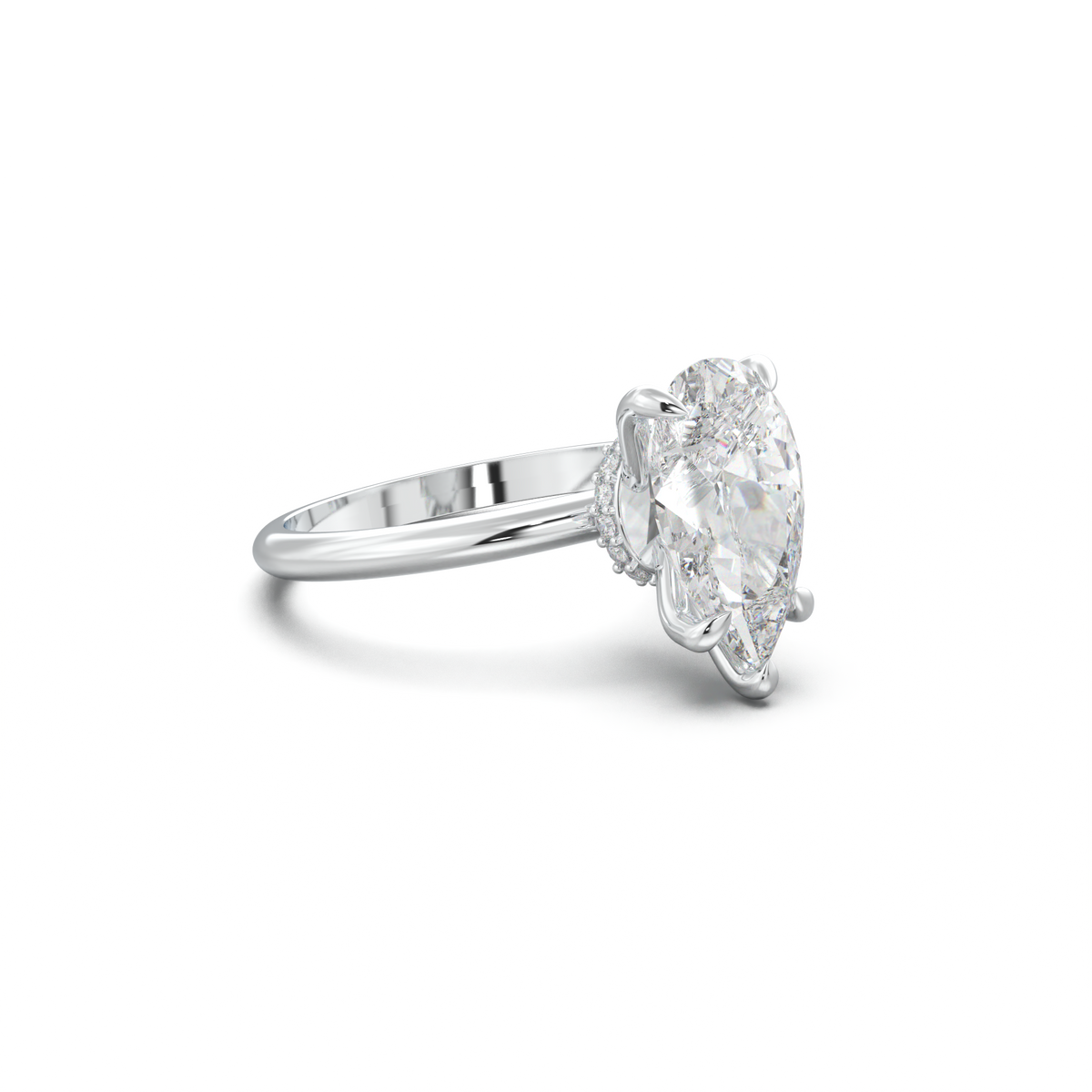 Pear Hidden Halo Engagement Ring