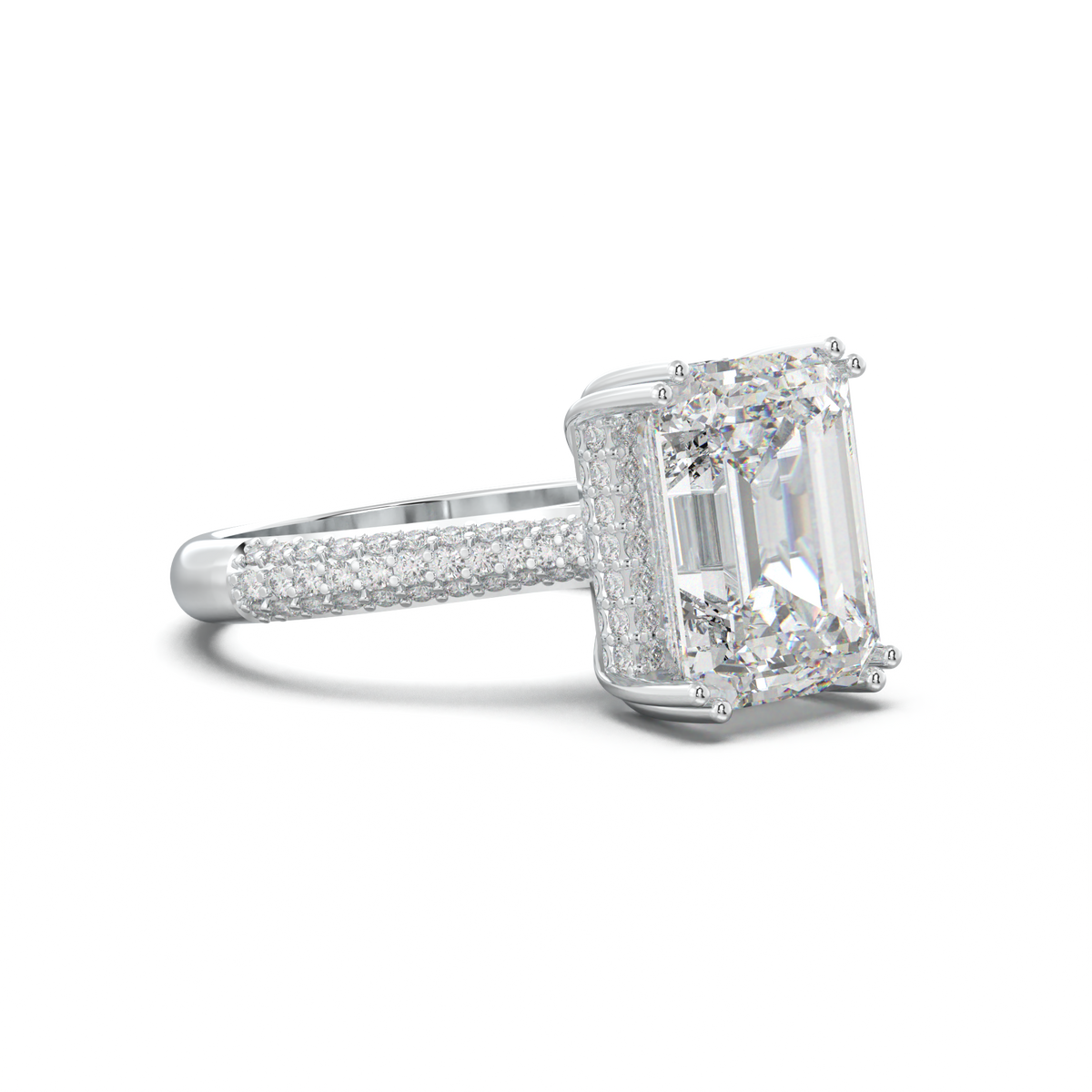 Emerald Double Pavé Engagement Ring