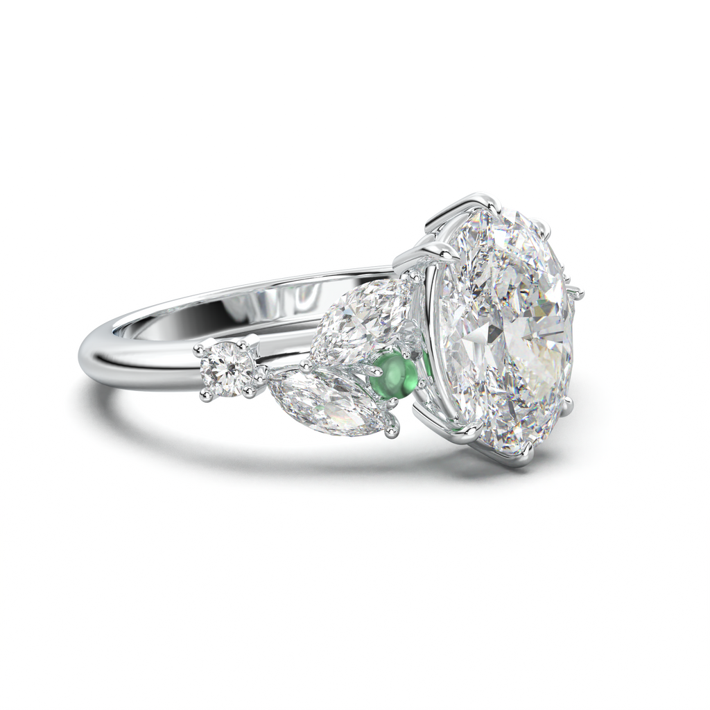 Oval Marquise-Accent Engagement Ring