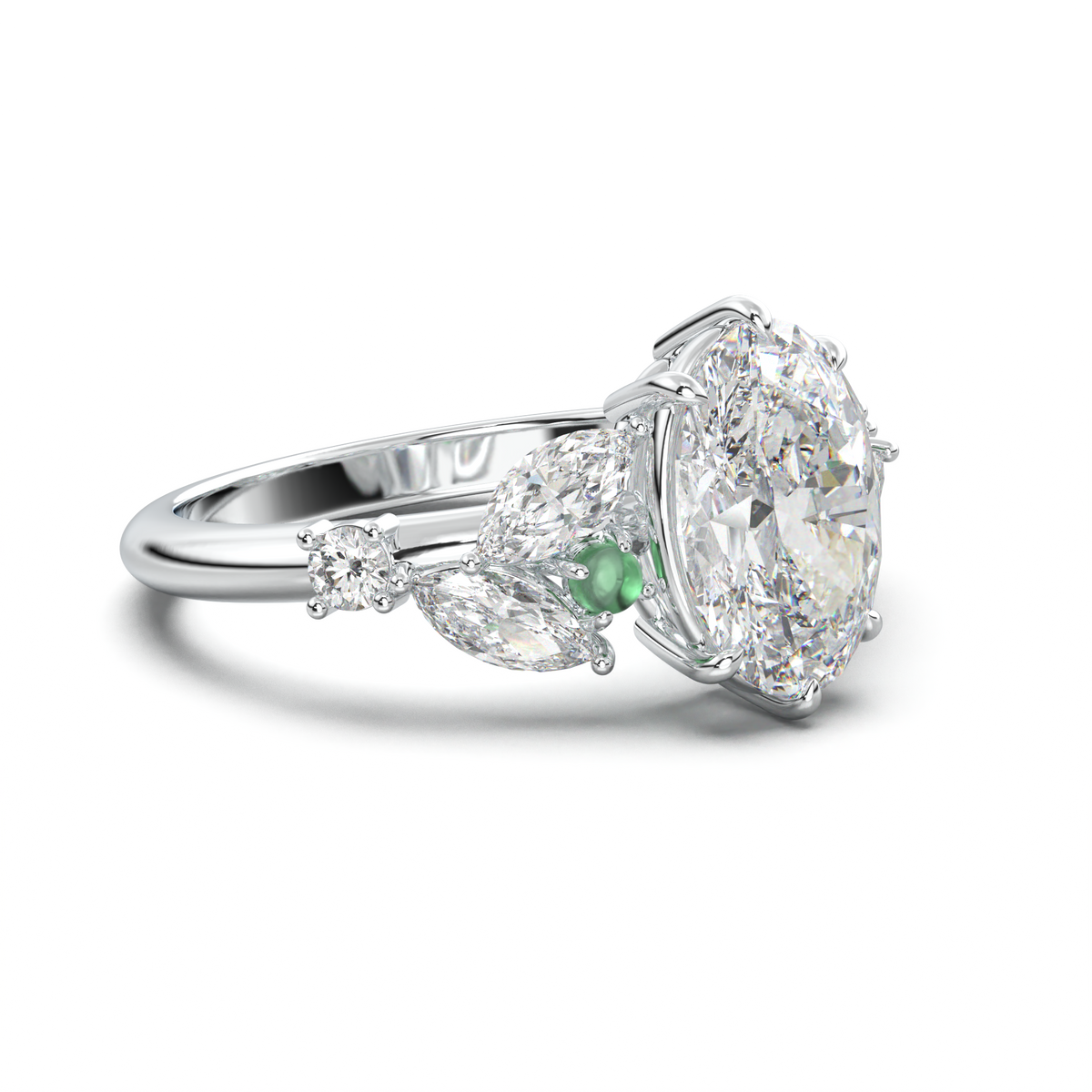 Oval Marquise-Accent Engagement Ring