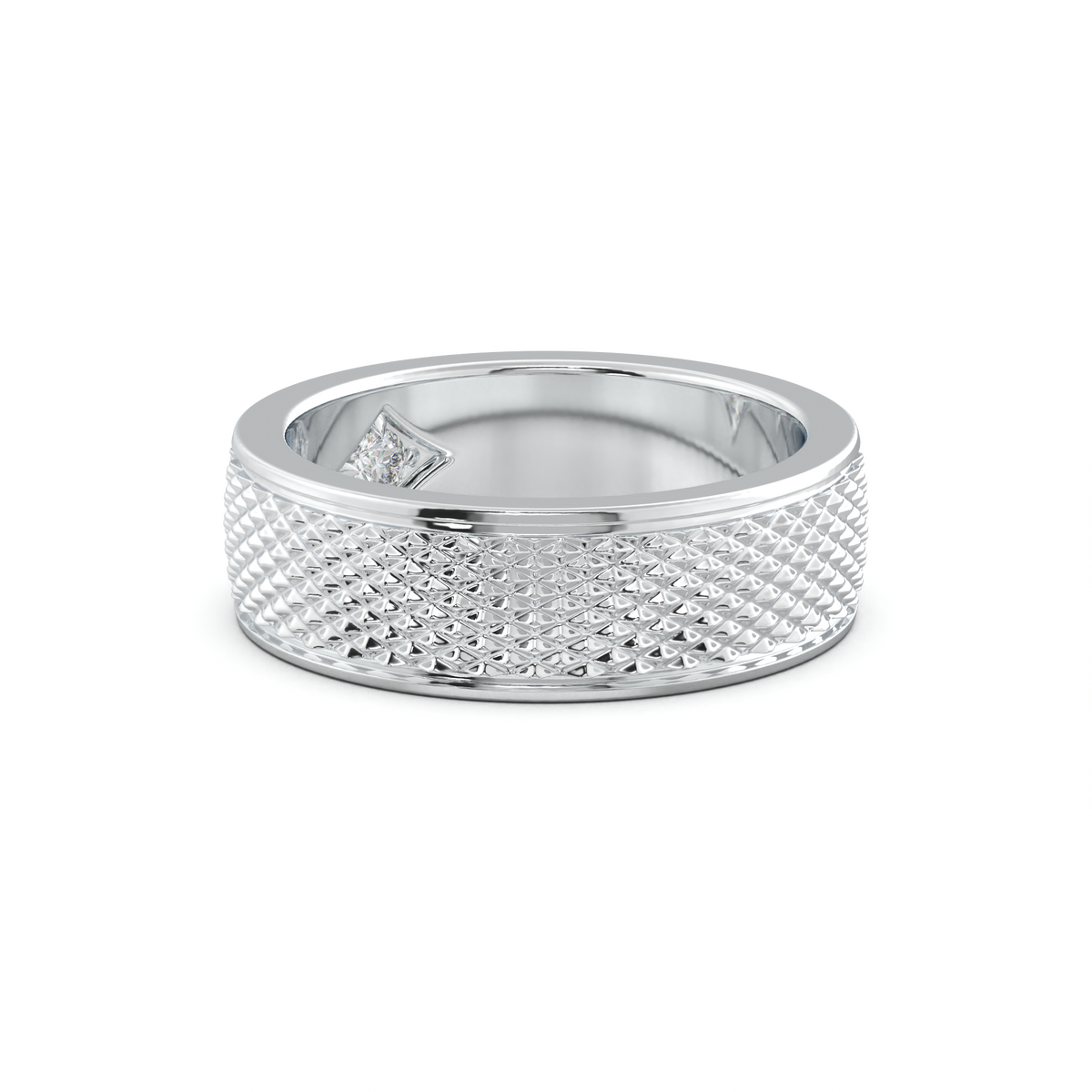 Diamond-Cut Textured Men's Wedding Band