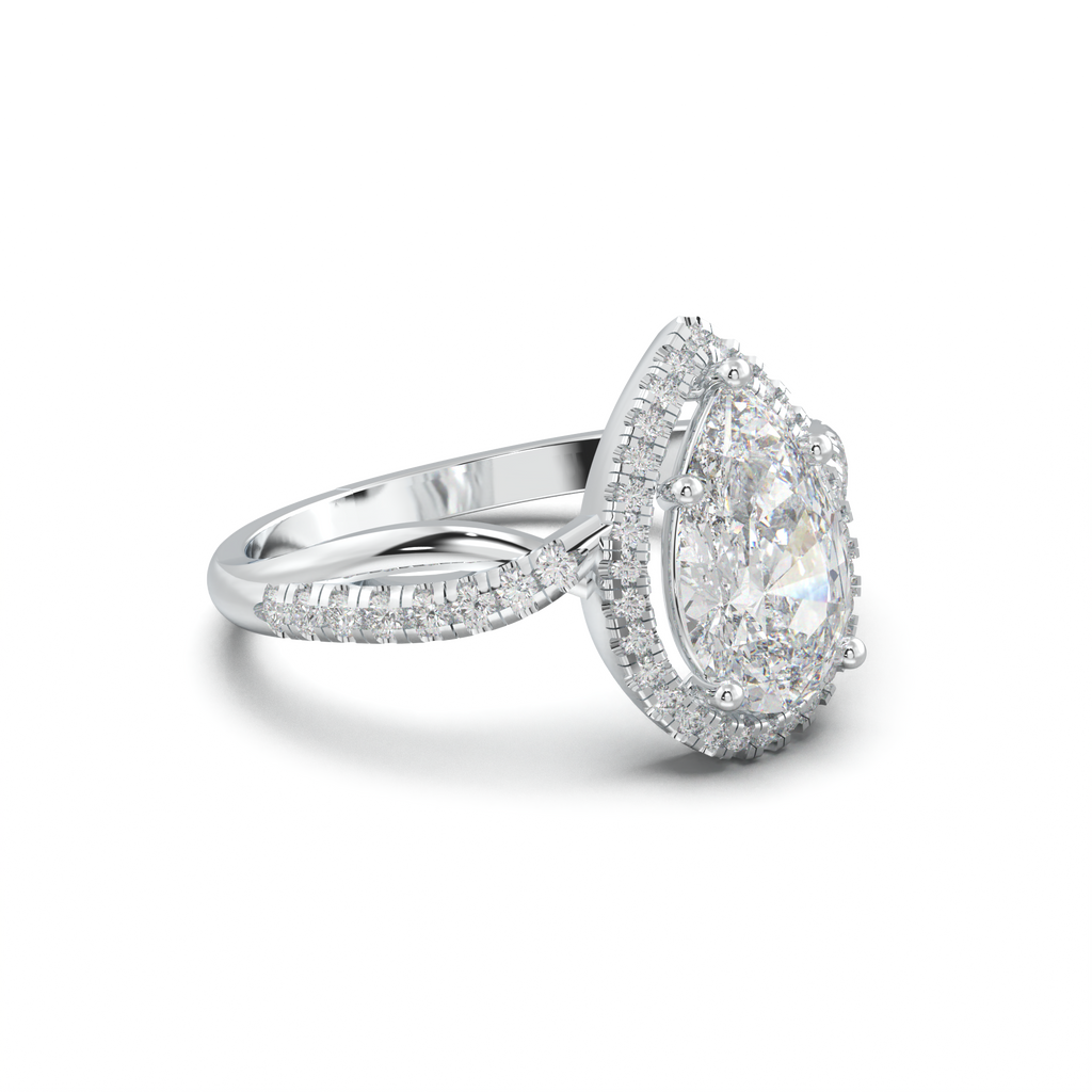Pear Halo Twisted Pavé Engagement Ring