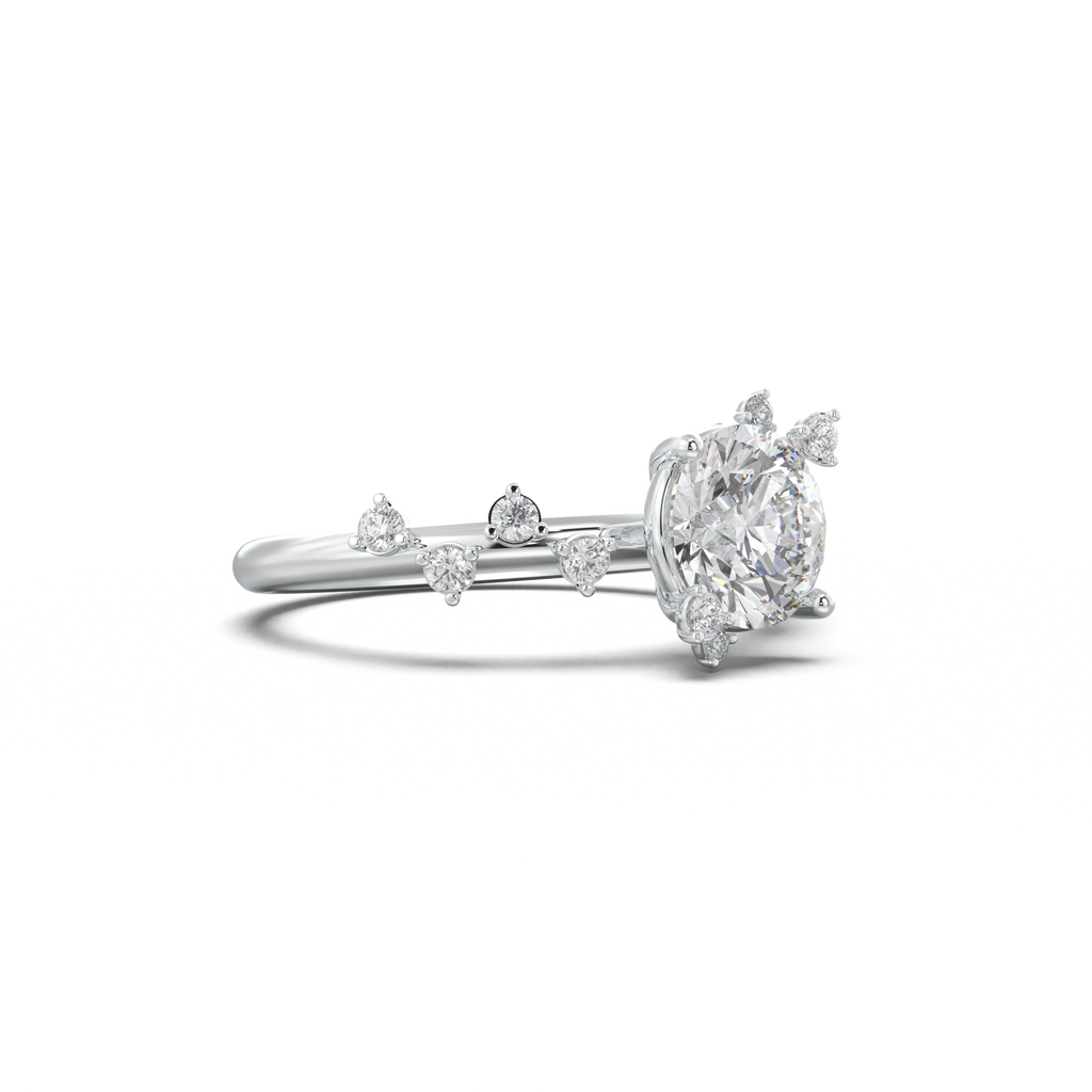 Round Botanical Accent Engagement Ring