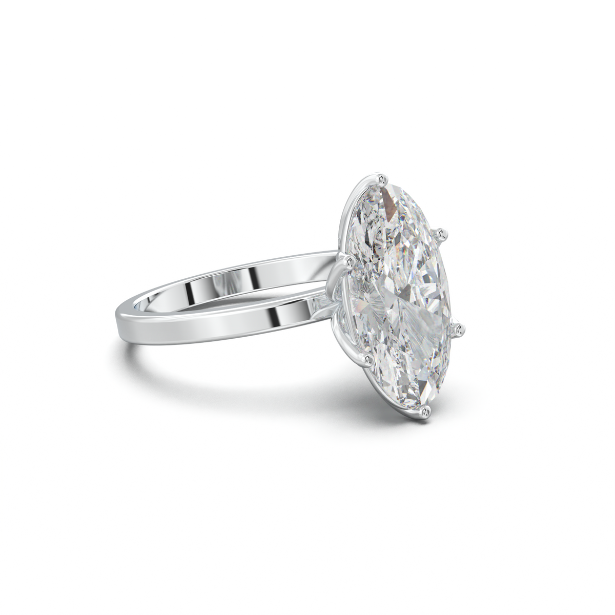 Oval Diamond-Accent Gallery Engagement Ring