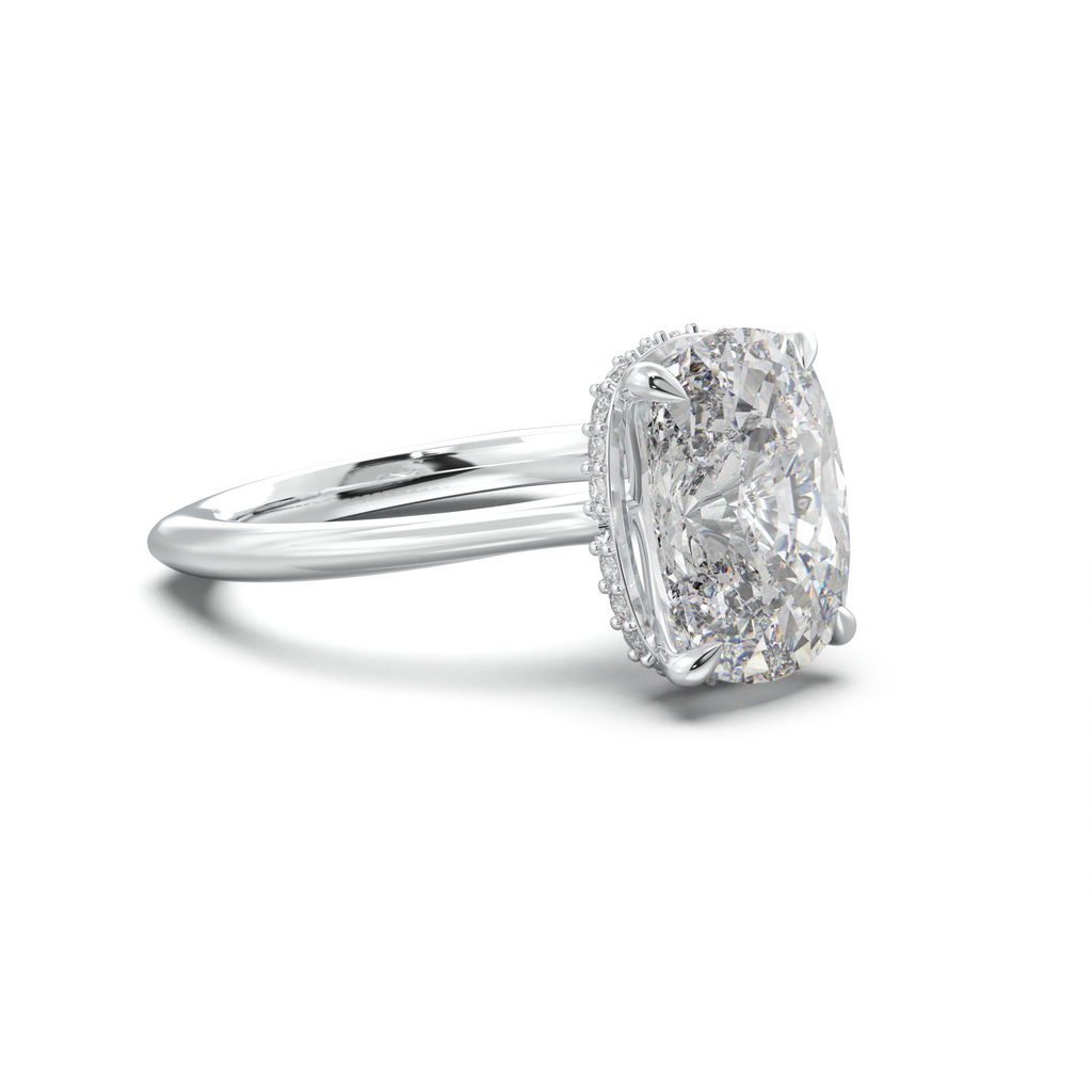 Cushion Hidden Halo Engagement Ring