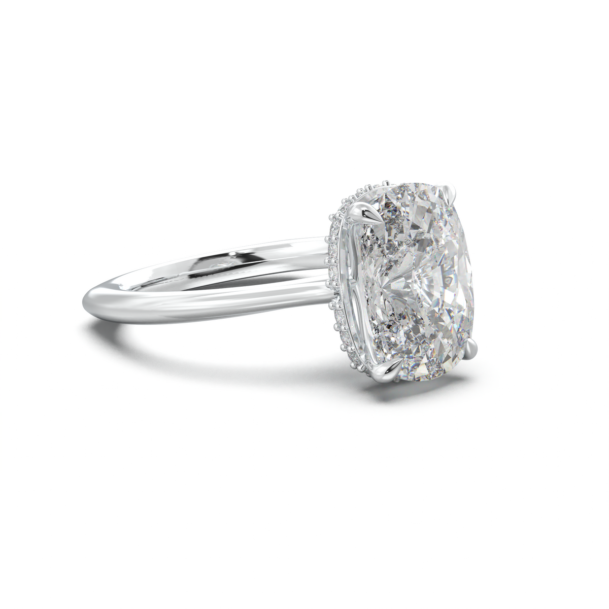 Cushion Hidden Halo Engagement Ring