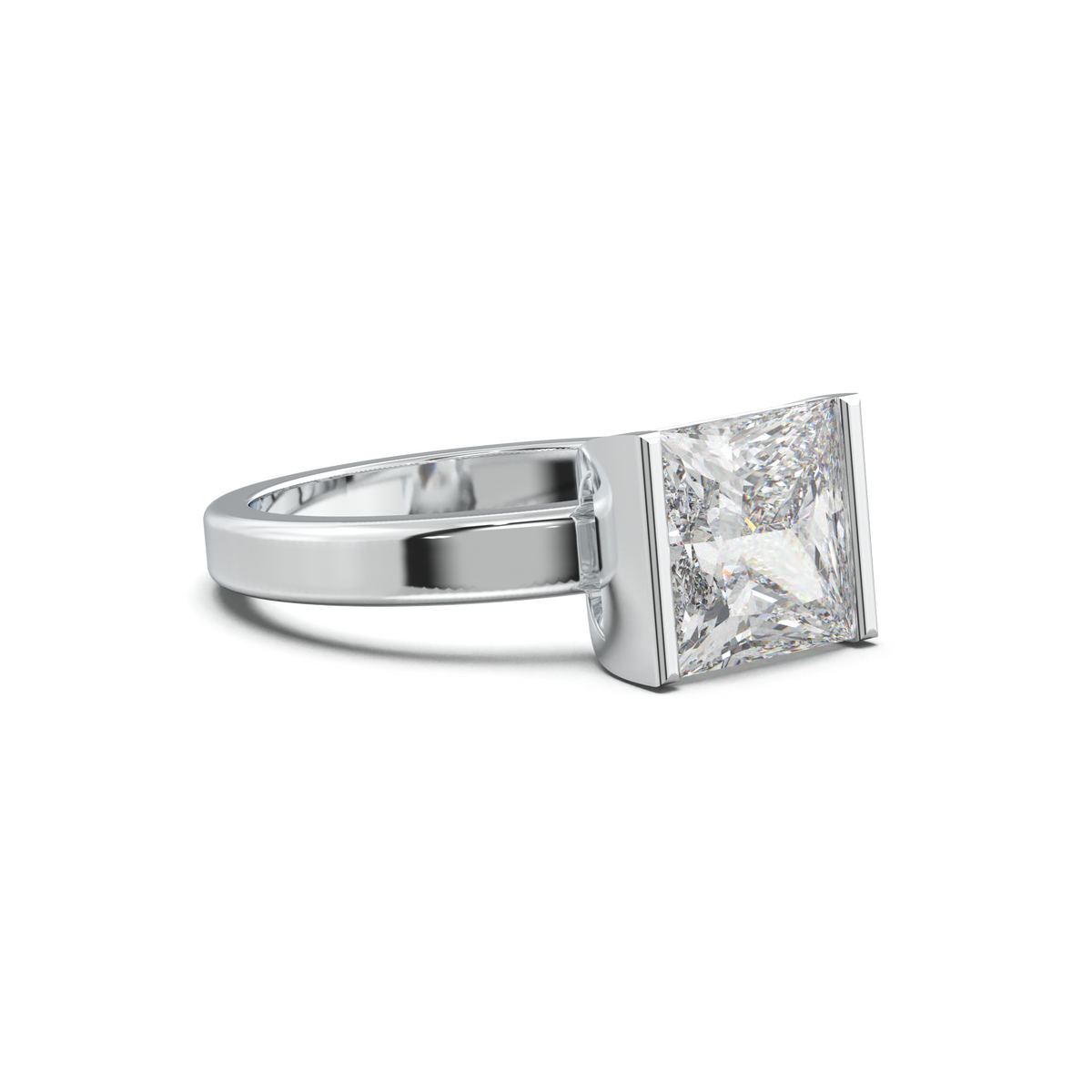 Princess Half-Bezel Engagement Ring
