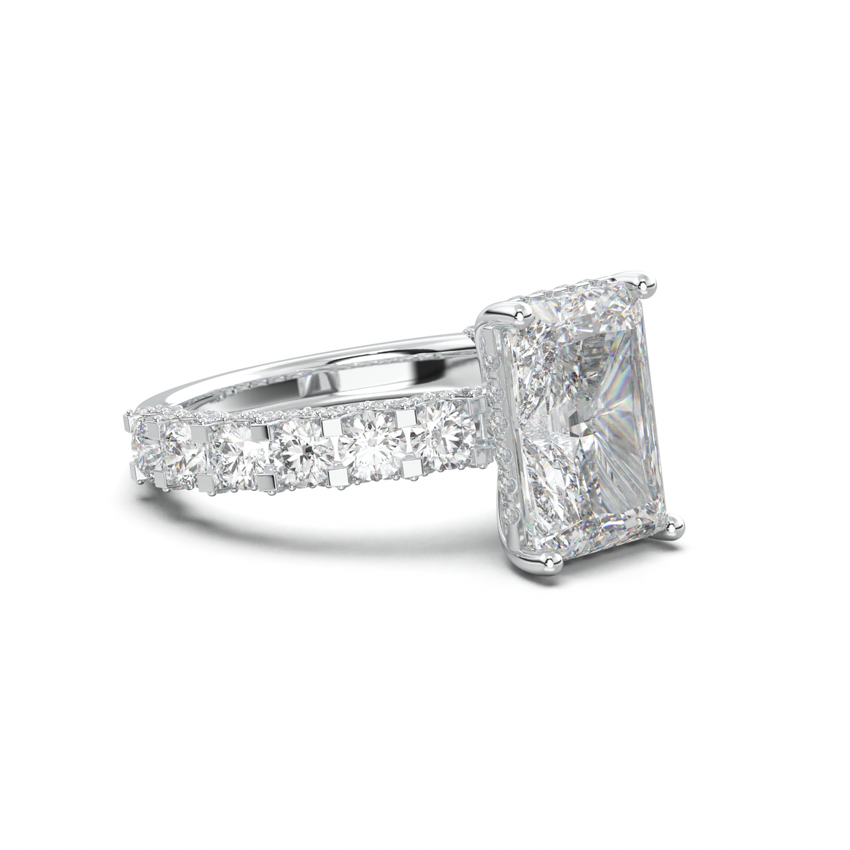 Radiant Diamond Band Engagement Ring