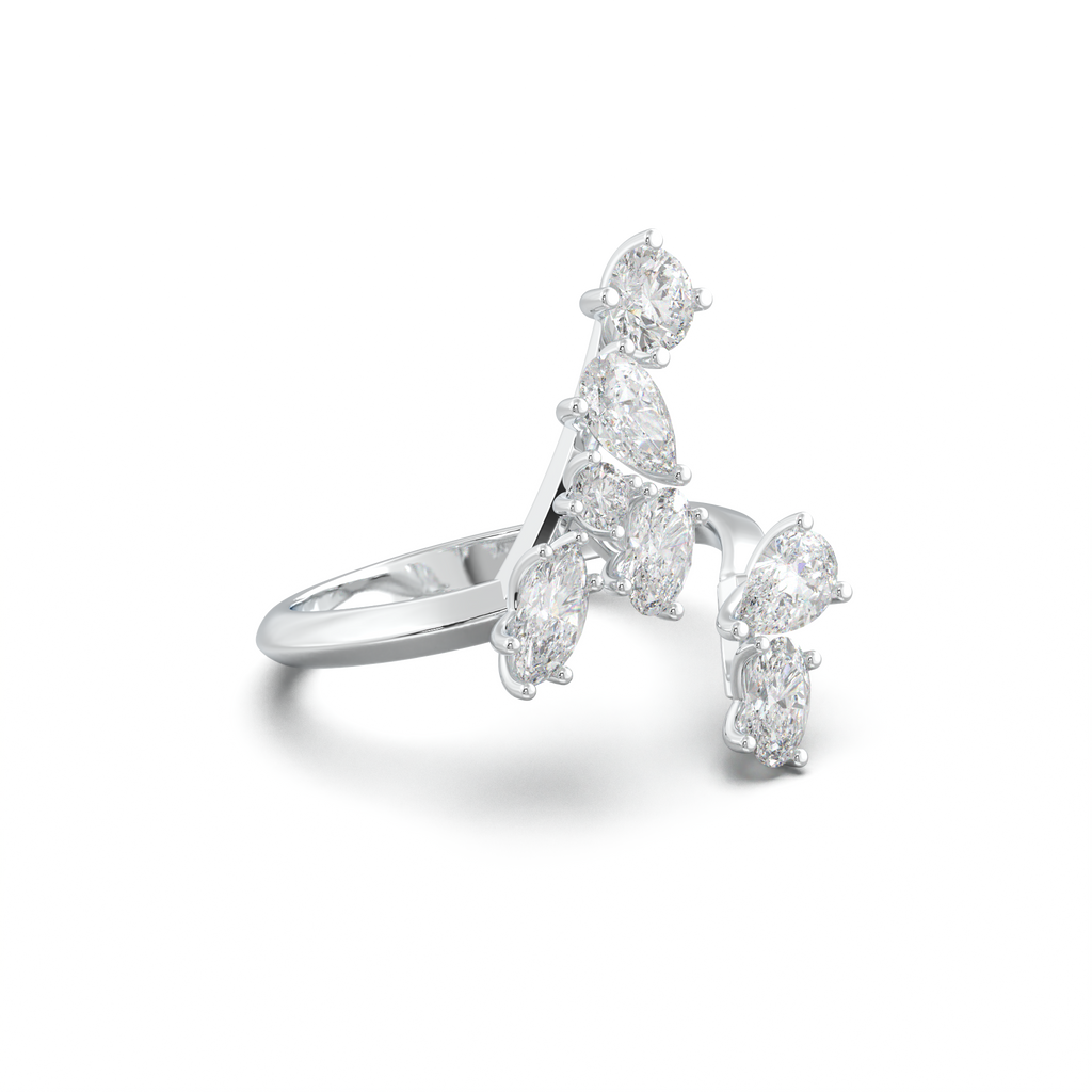 Asymmetric Mixed-Shape Diamond & Peridot Ring