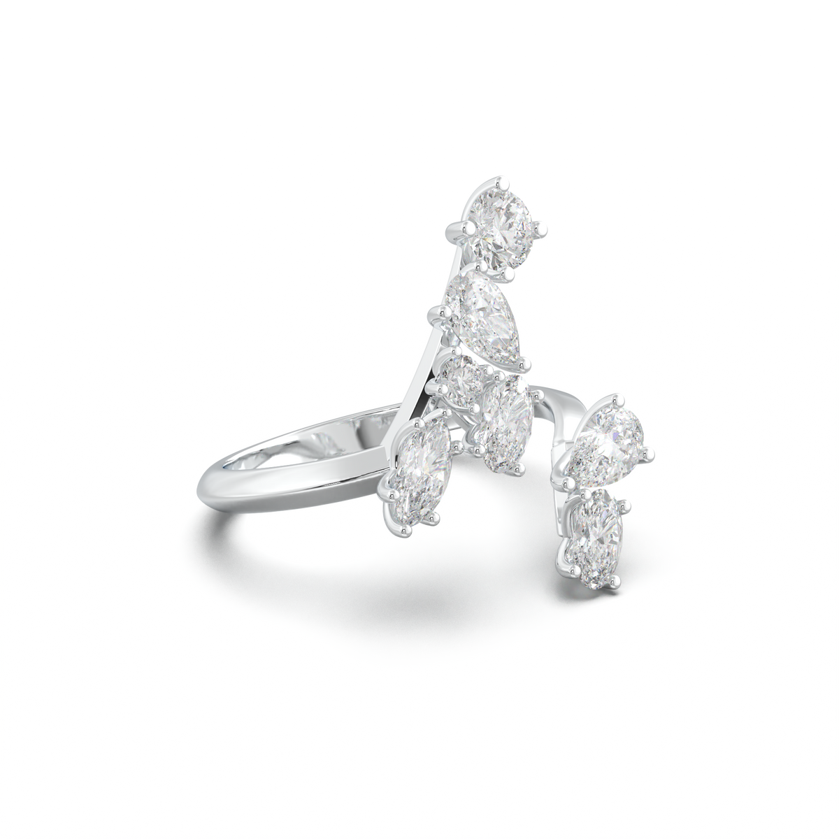Asymmetric Mixed-Shape Diamond & Peridot Ring