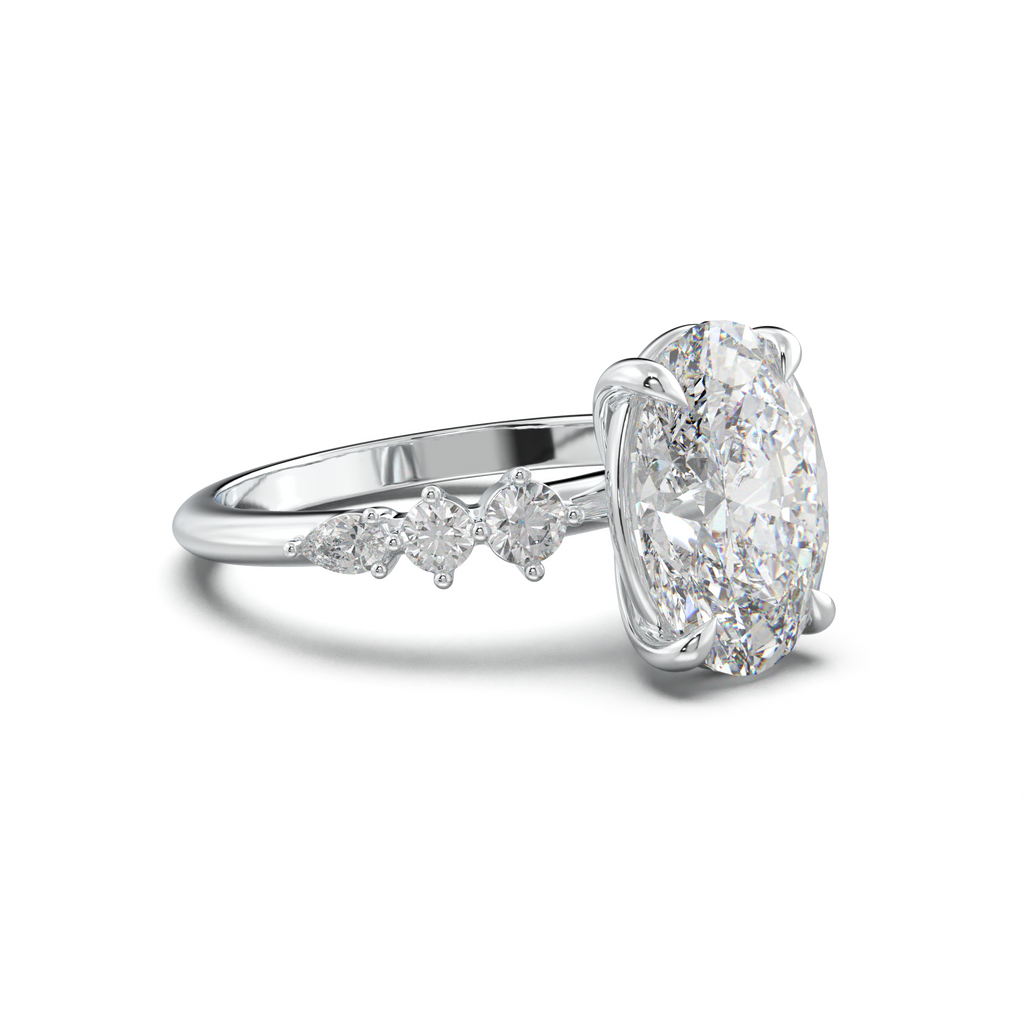 Oval Pear-Accent Engagement Ring