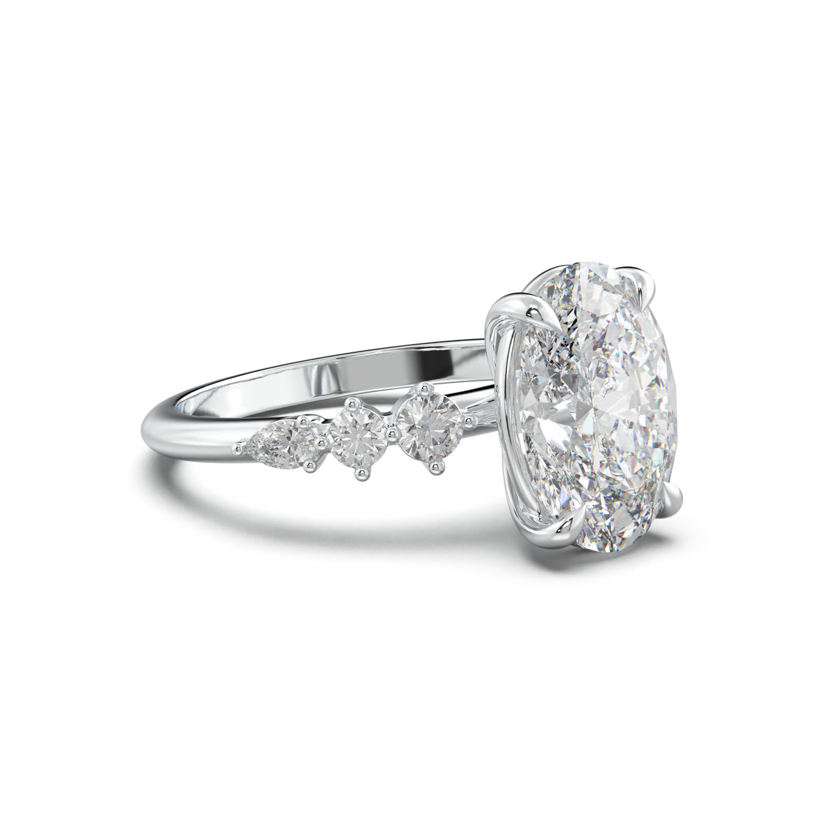 Oval Pear-Accent Engagement Ring