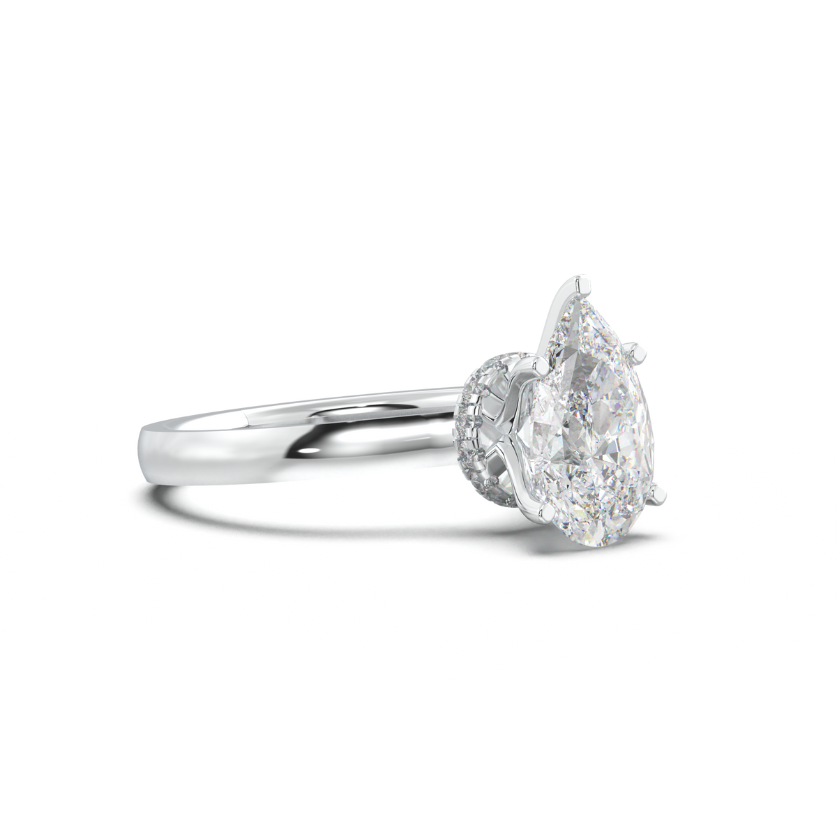Round Hidden Halo Engagement Ring