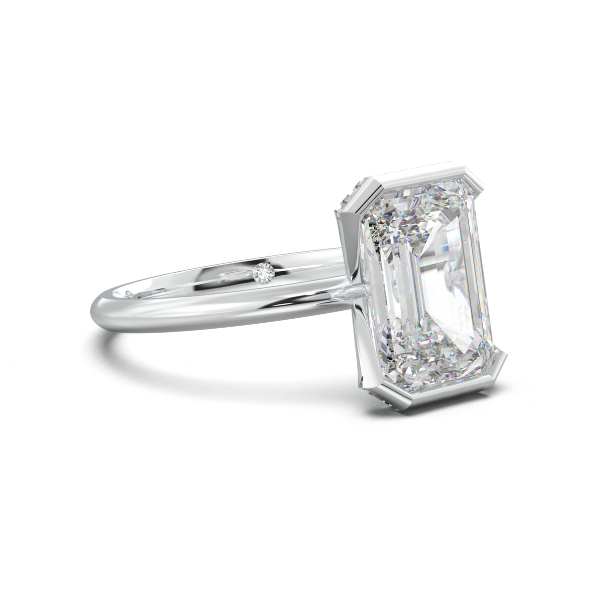 Emerald Hidden Halo Engagement Ring