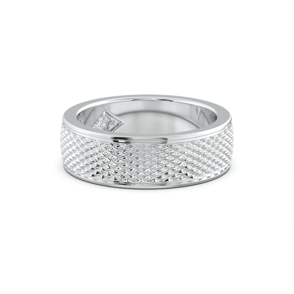 Diamond-Cut Textured Men's Wedding Band