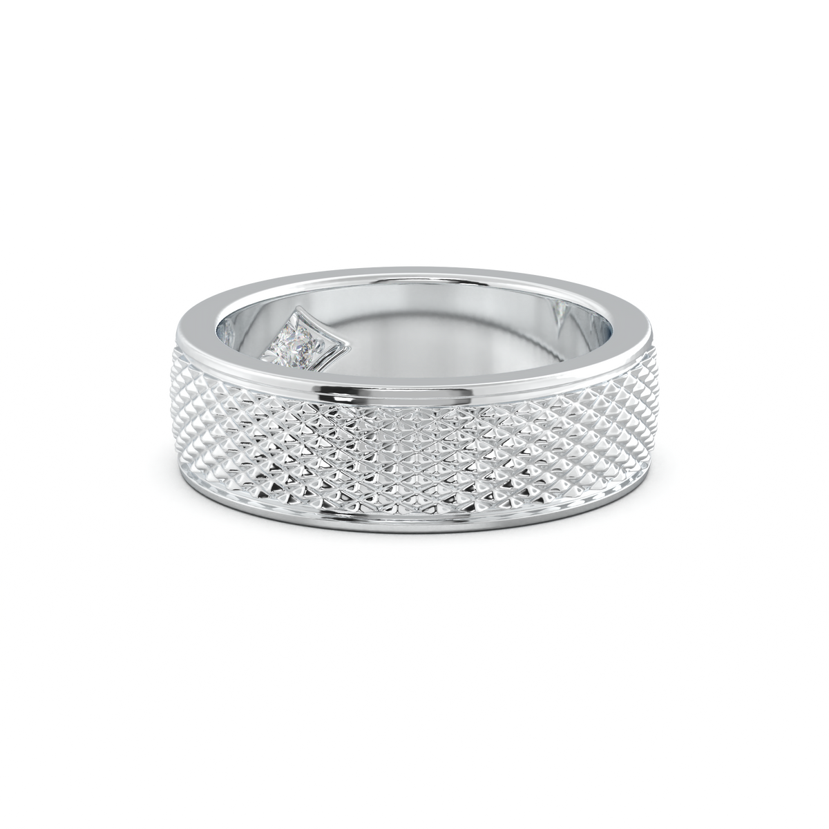 Diamond-Cut Textured Men's Wedding Band