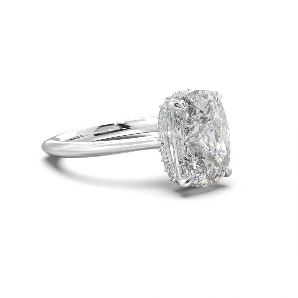 Cushion Hidden Halo Engagement Ring