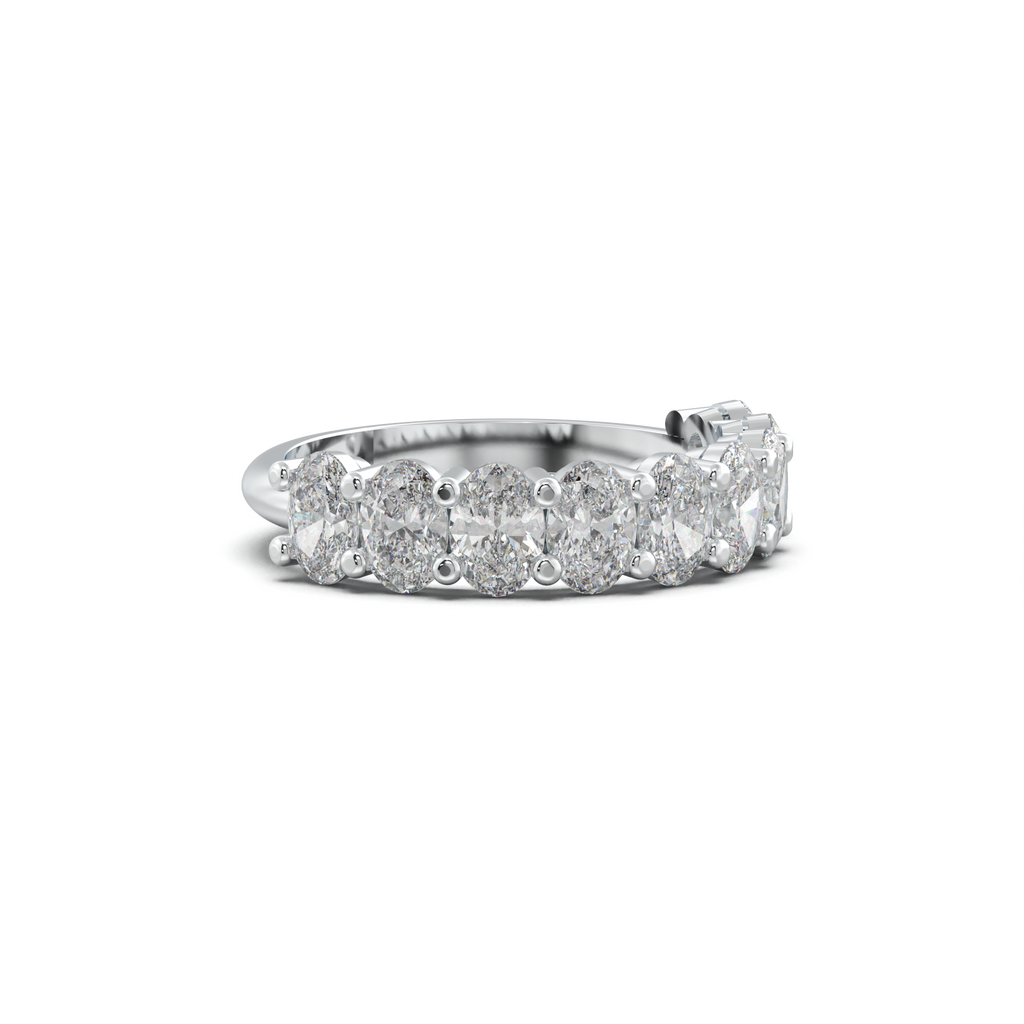 Nine-Oval Half-Eternity Wedding Band