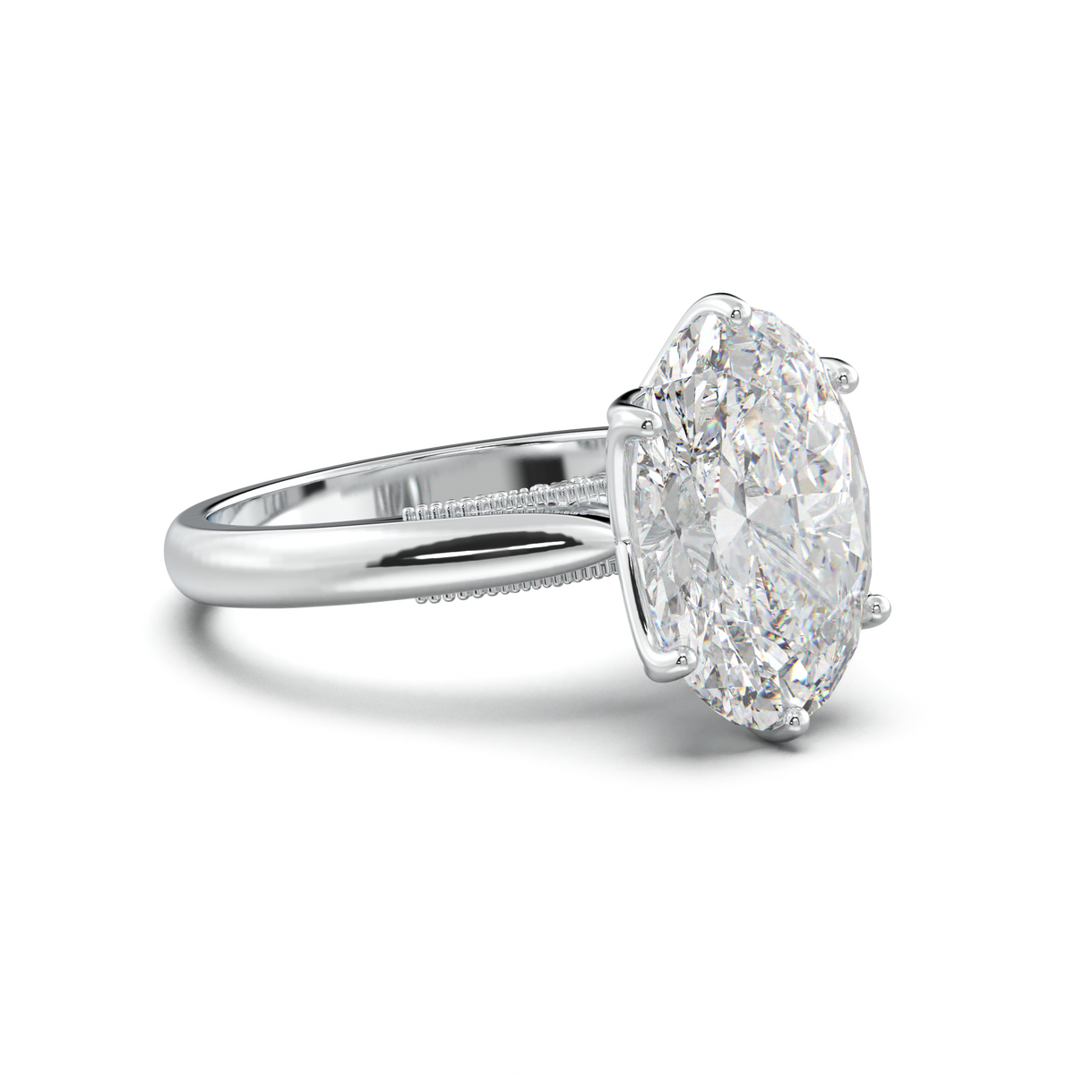 Oval Tulip Setting Hidden bridge Halo Engagement Ring