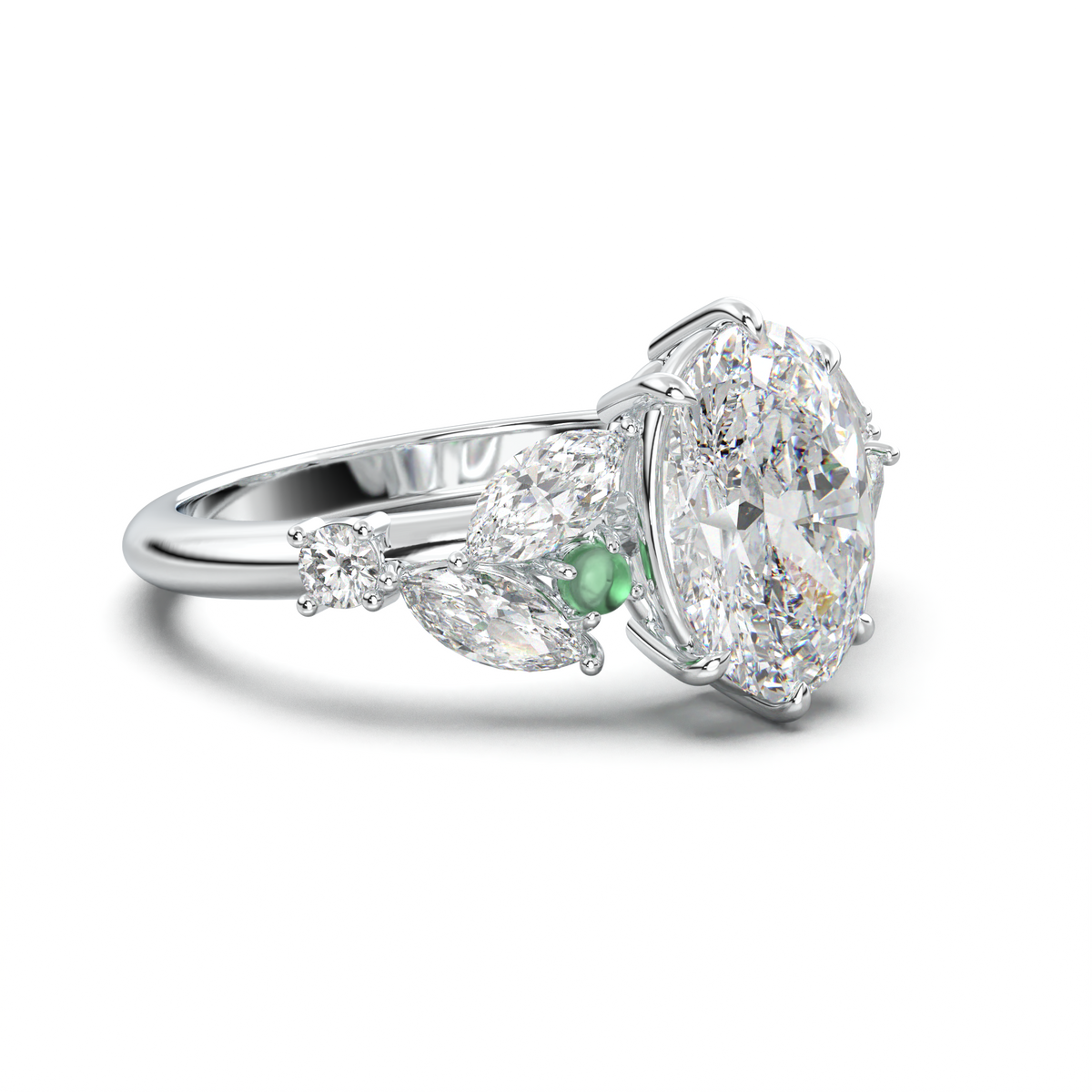 Oval Marquise-Accent Engagement Ring