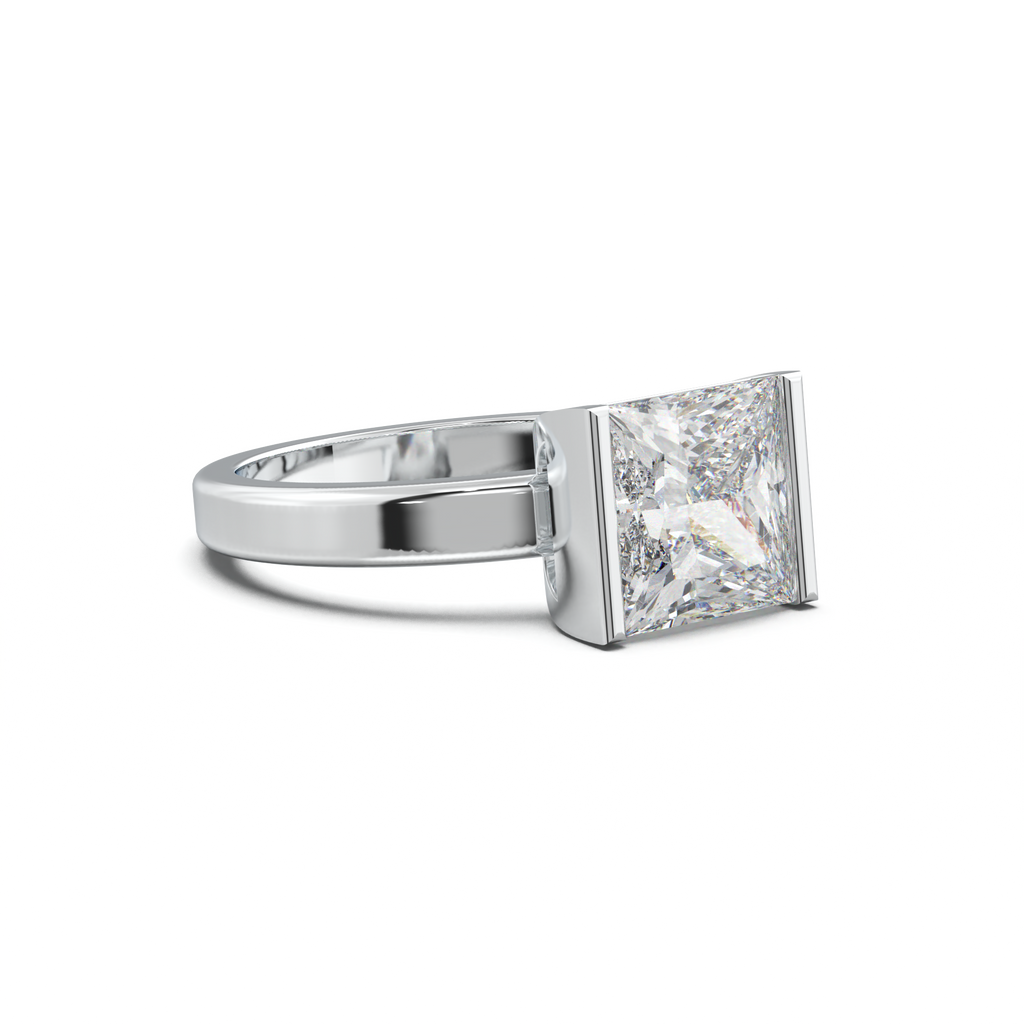 Princess Half-Bezel Engagement Ring