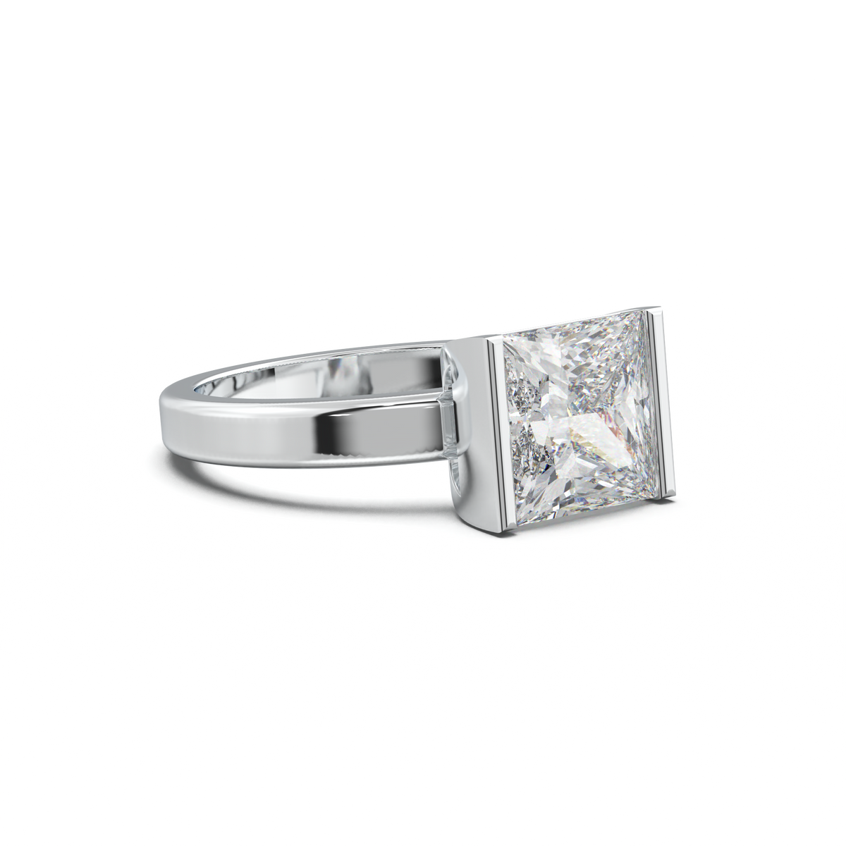 Princess Half-Bezel Engagement Ring