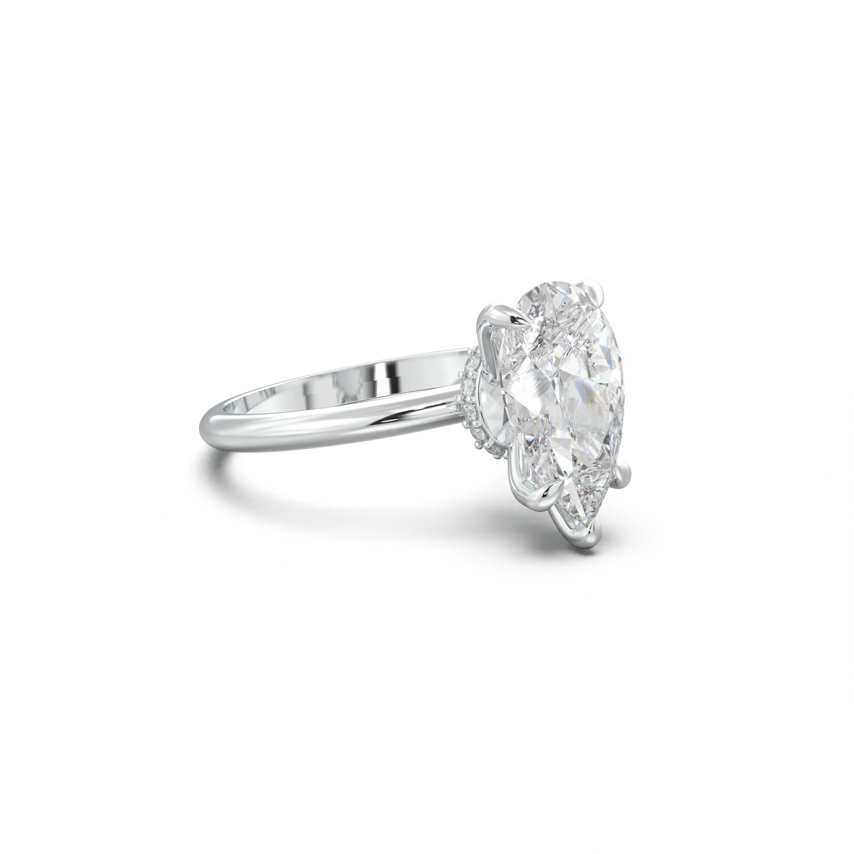 Pear Hidden Halo Engagement Ring