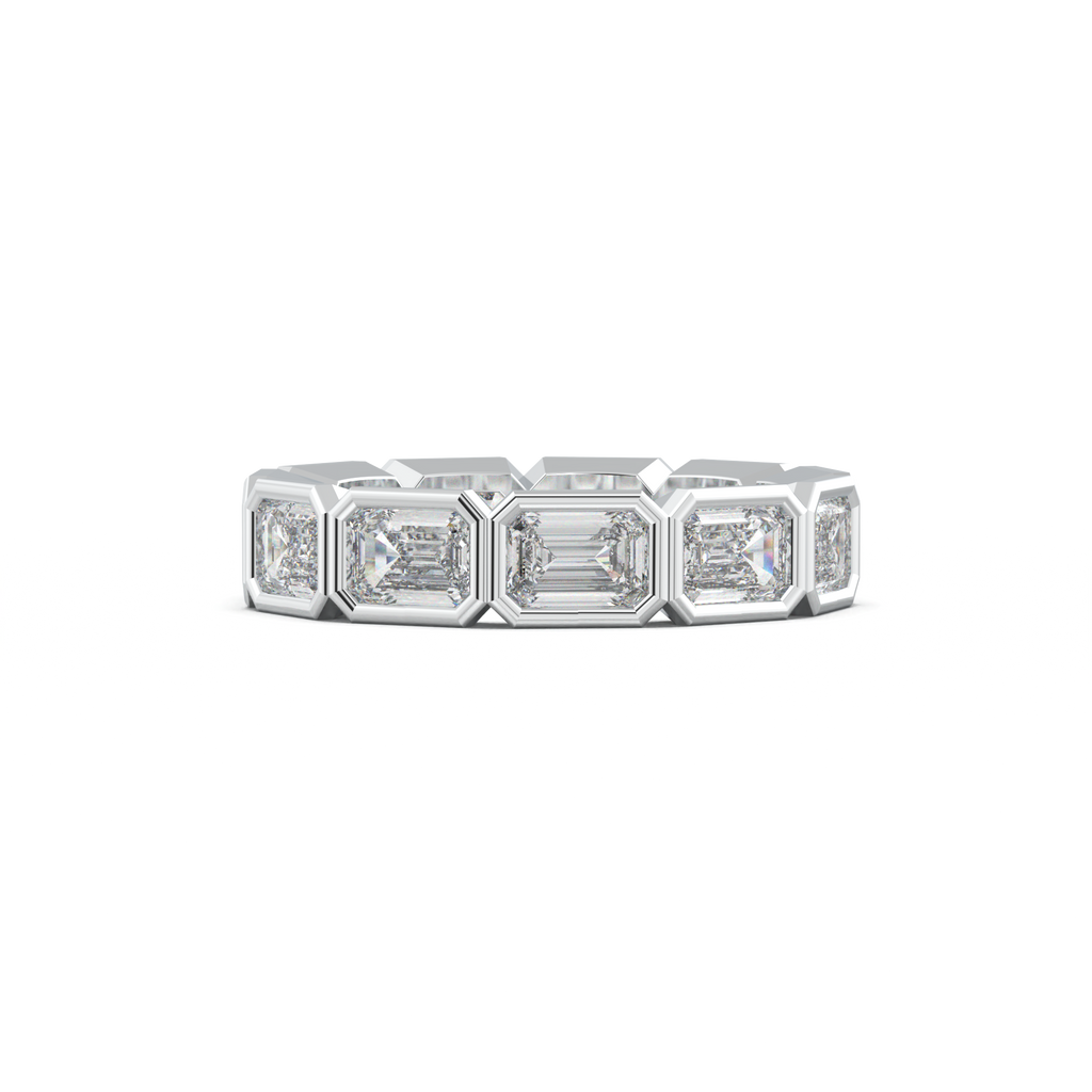 Emerald-Cut Bezel-Style Eternity Wedding Band