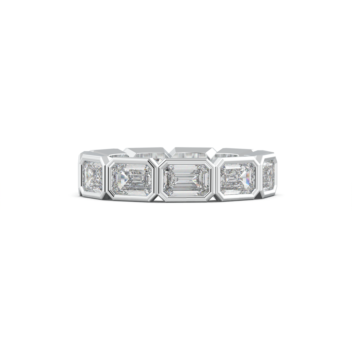 Emerald-Cut Bezel-Style Eternity Wedding Band