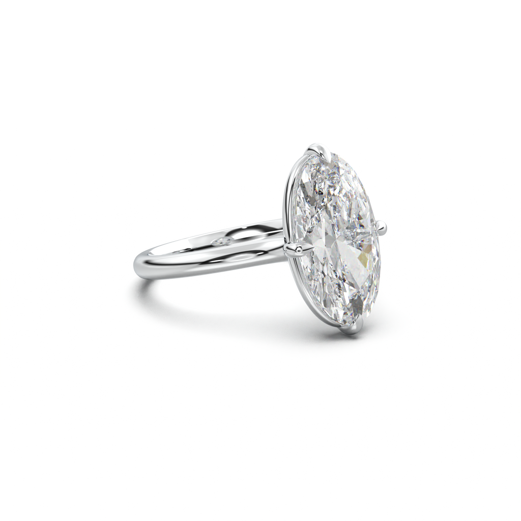 Elongated Moval Solitaire Engagement Ring