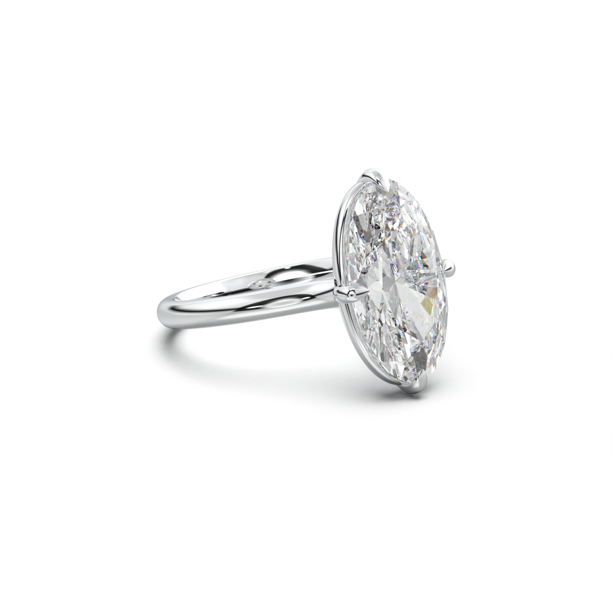 Elongated Moval Solitaire Engagement Ring