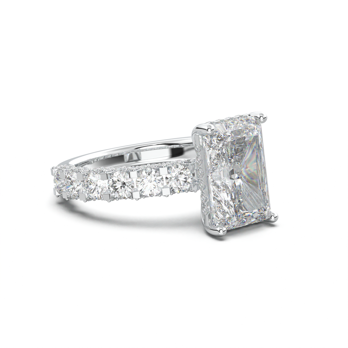 Radiant Diamond Band Engagement Ring