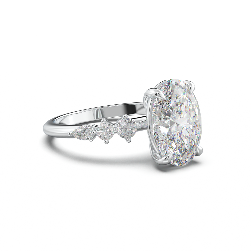 Oval Pear-Accent Engagement Ring