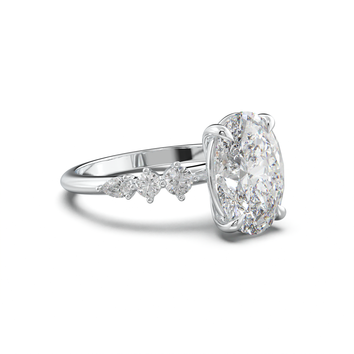 Oval Pear-Accent Engagement Ring