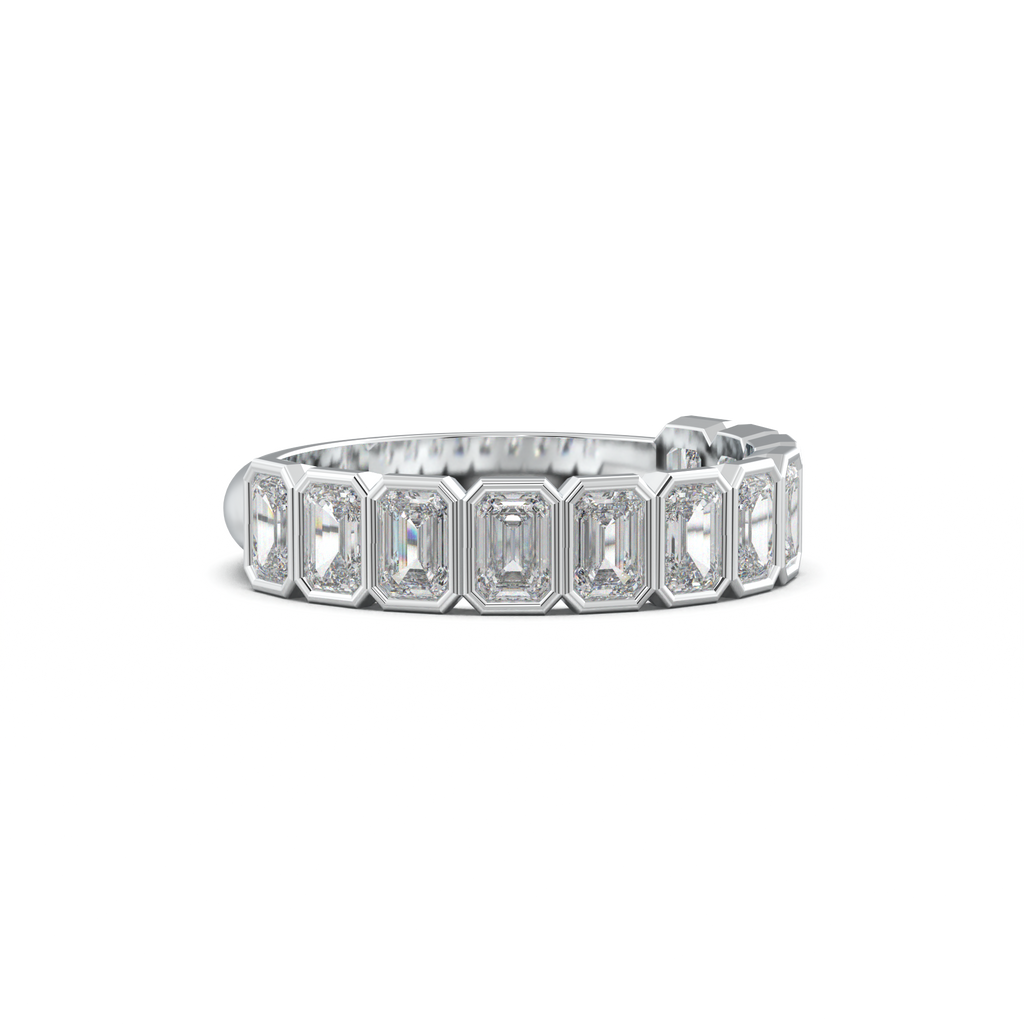 Emerald Bezel Half-Eternity Wedding Band