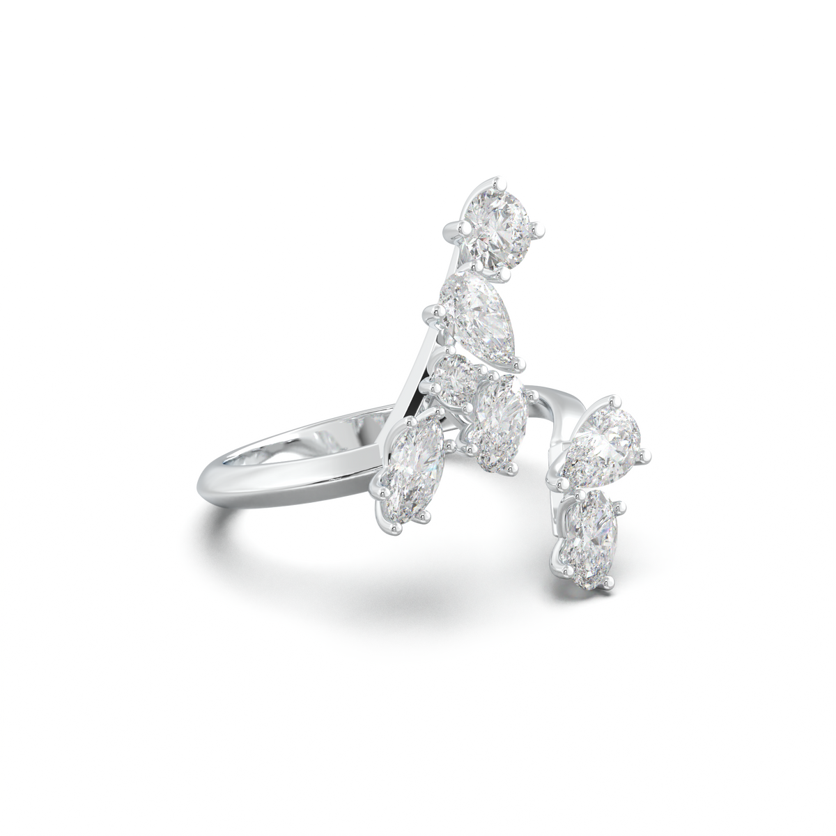 Asymmetric Mixed-Shape Diamond & Peridot Ring