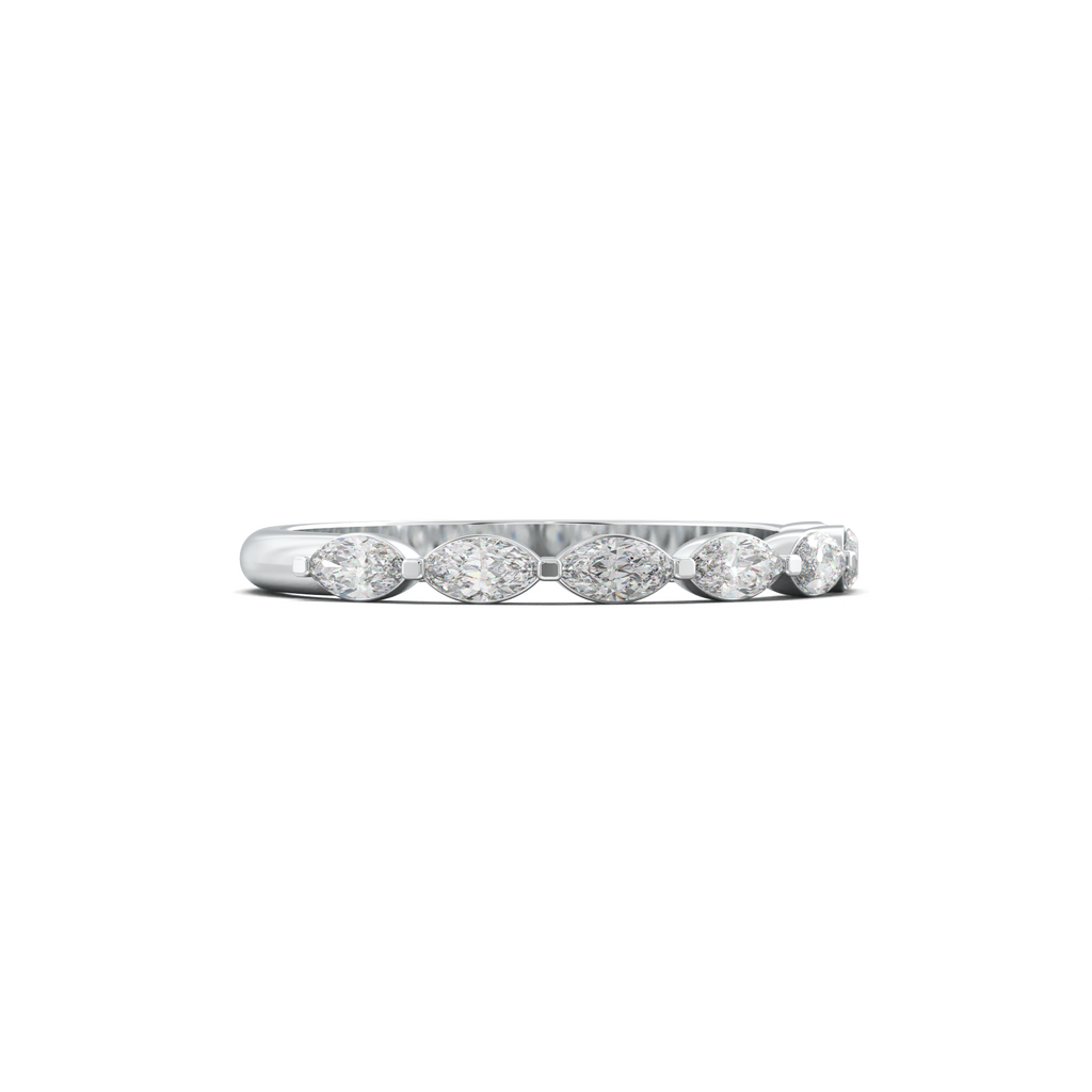 East-West Marquise Half-Eternity Wedding Band