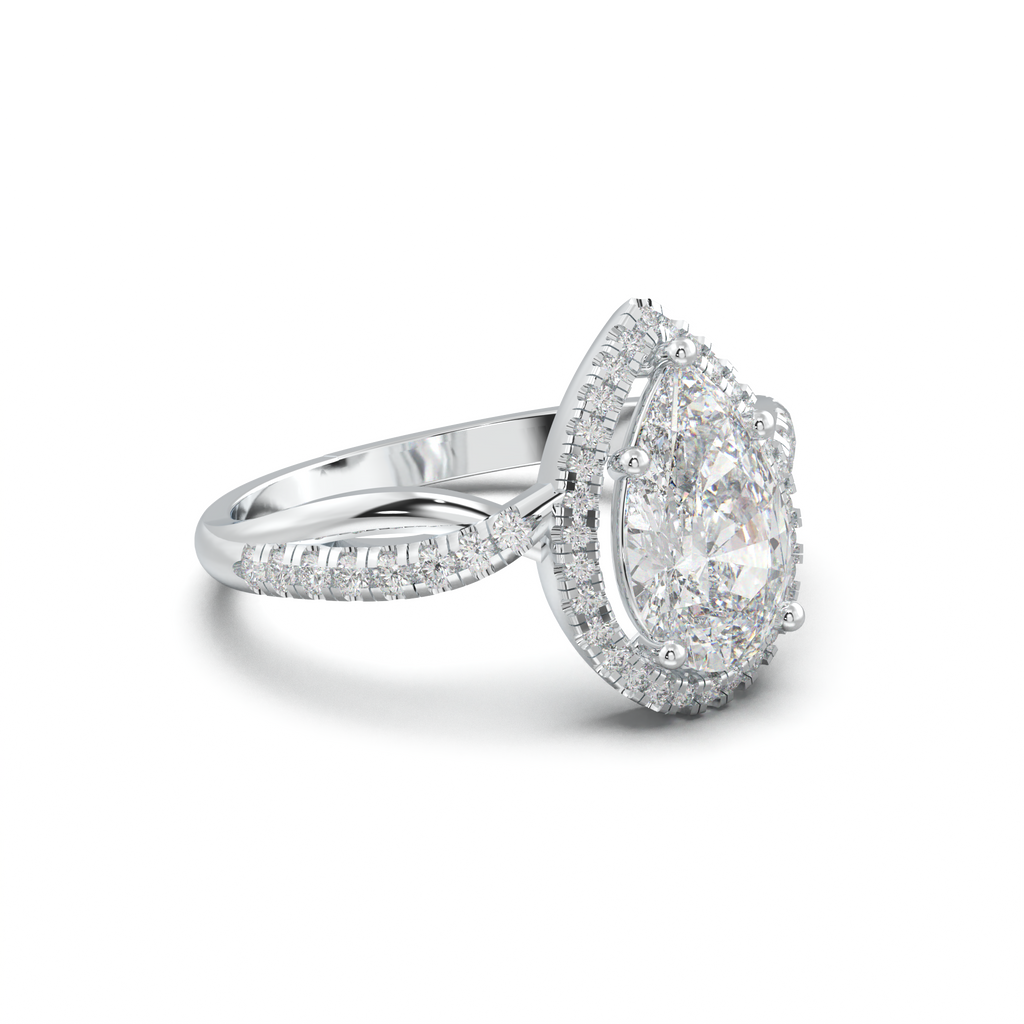 Pear Halo Twisted Pavé Engagement Ring