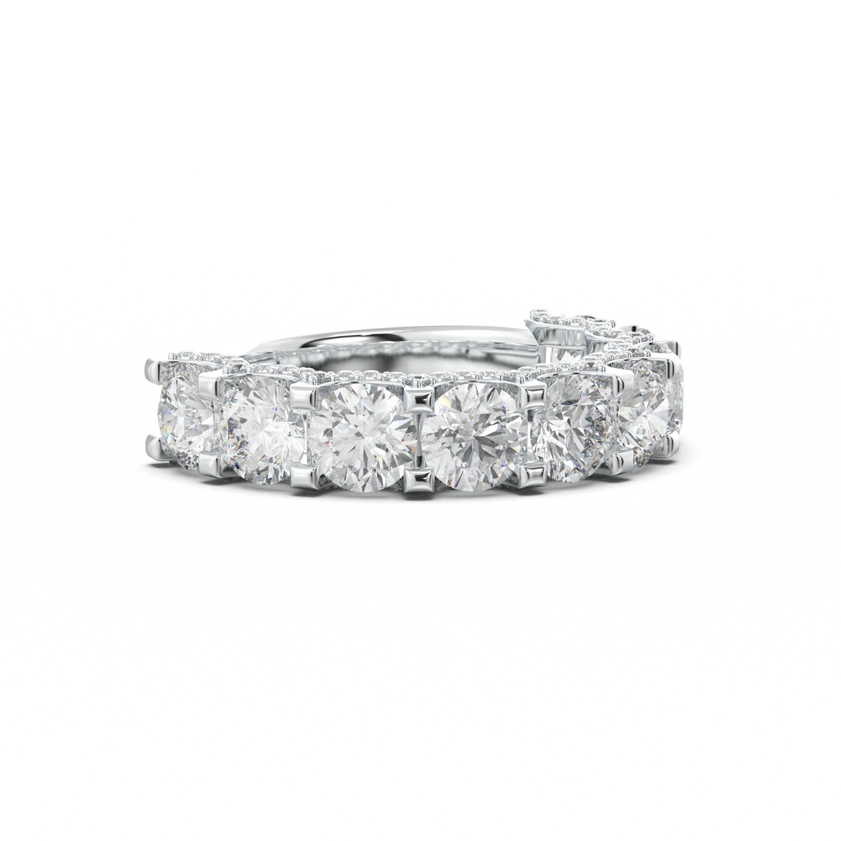 Round Diamond Pavé-Edge Wedding Band